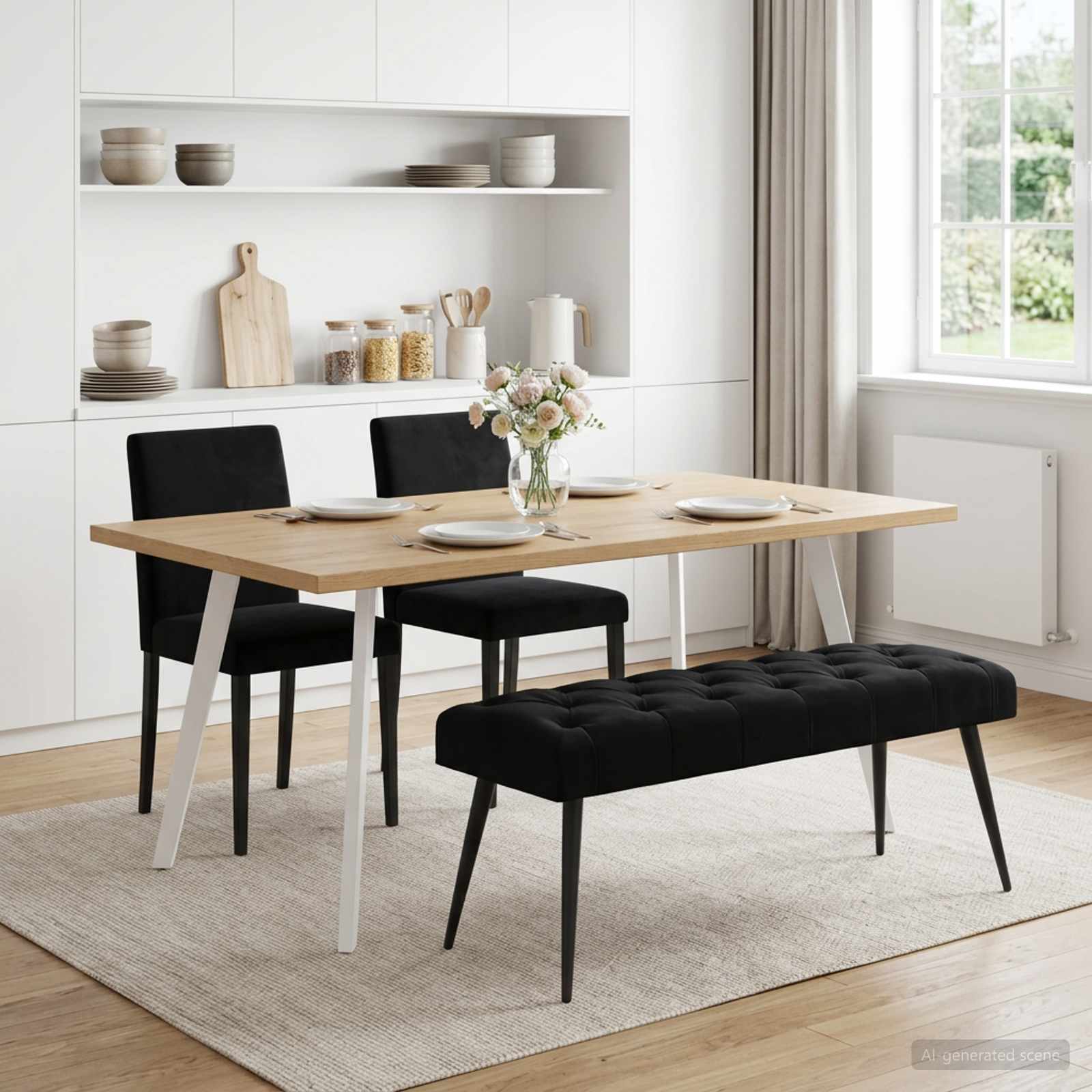 Bank met knoopverstelling Zwart 110 x 40 x 46 cm Fluweel