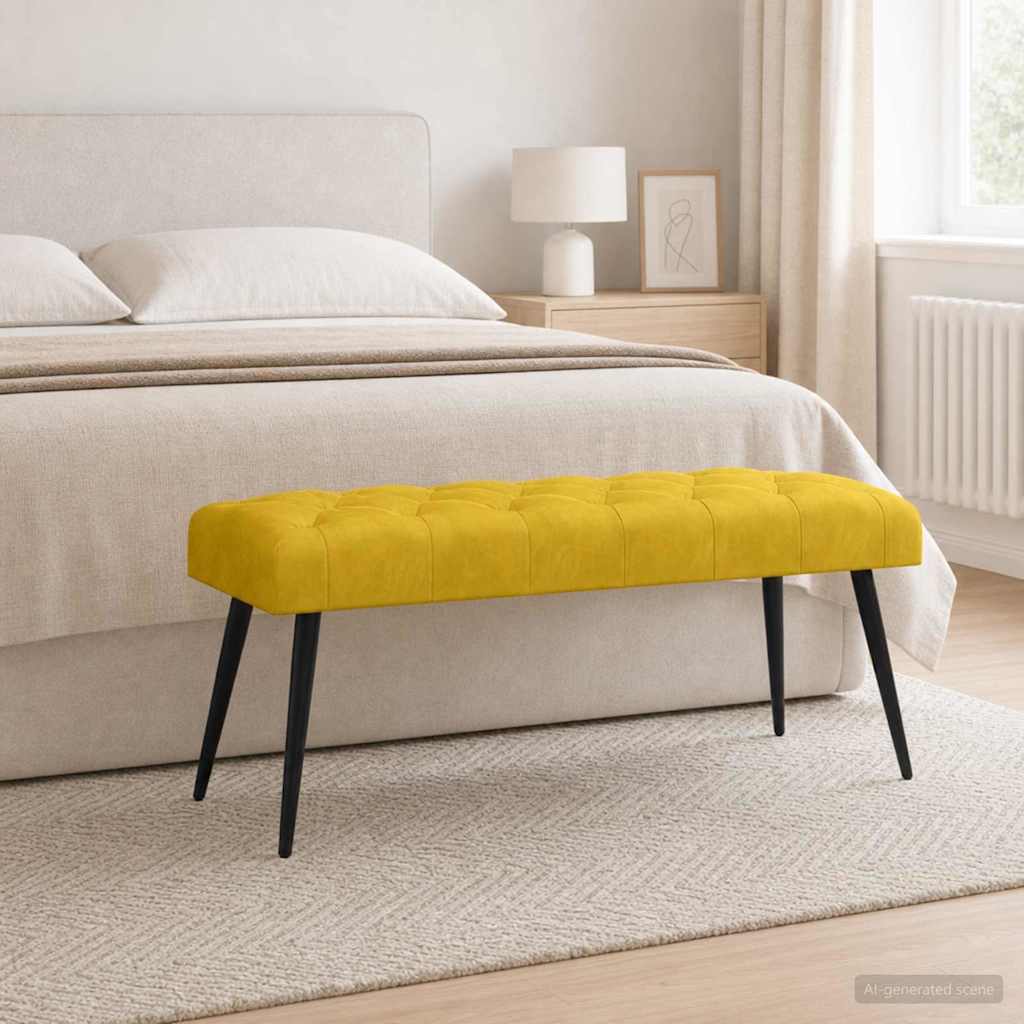 Bank met knoopverstelling Geel 110 x 40 x 46 cm Fluweel