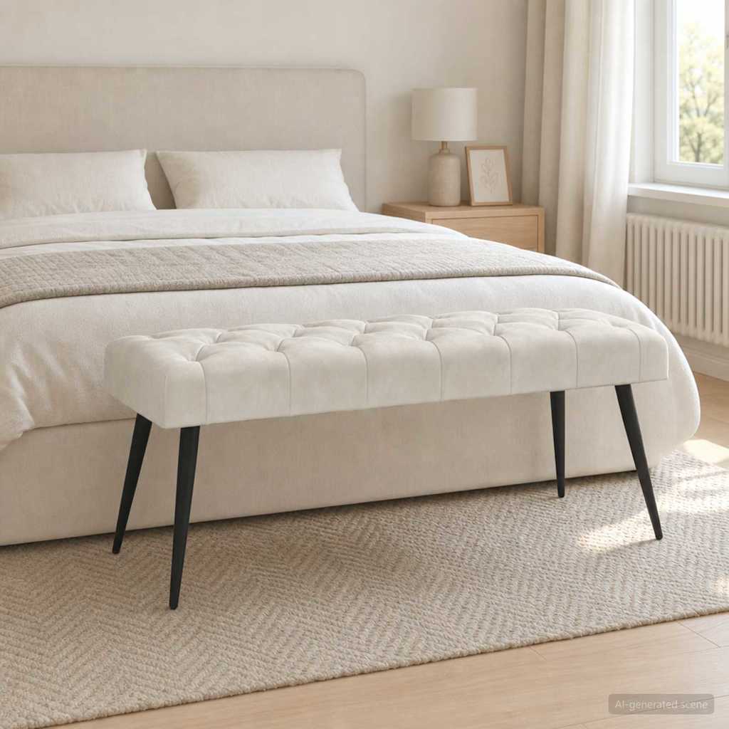 Bank met knoopverstelling Crèmekleurig 110 x 40 x 46 cm Fluweel