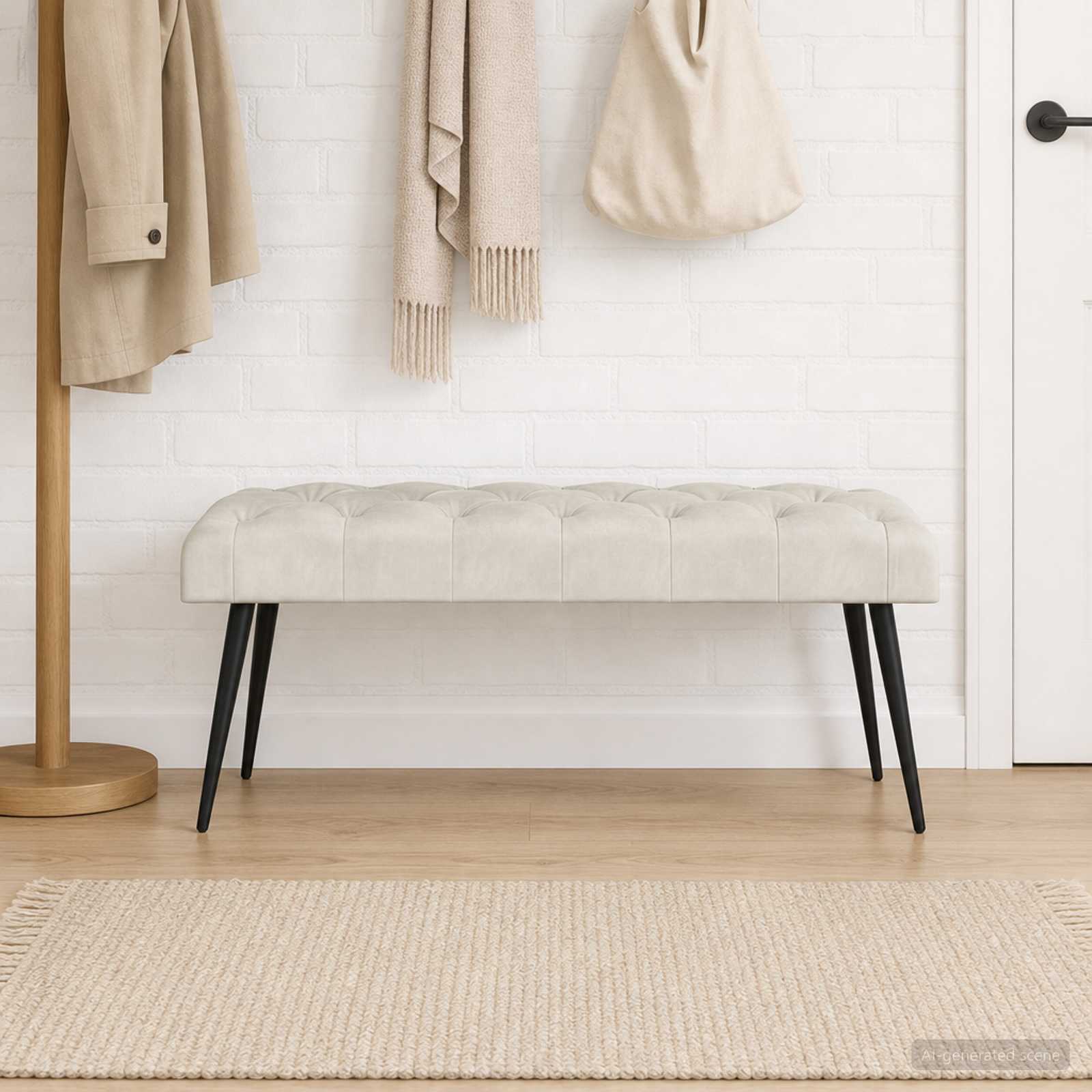 Bank met knoopverstelling Crèmekleurig 110 x 40 x 46 cm Fluweel