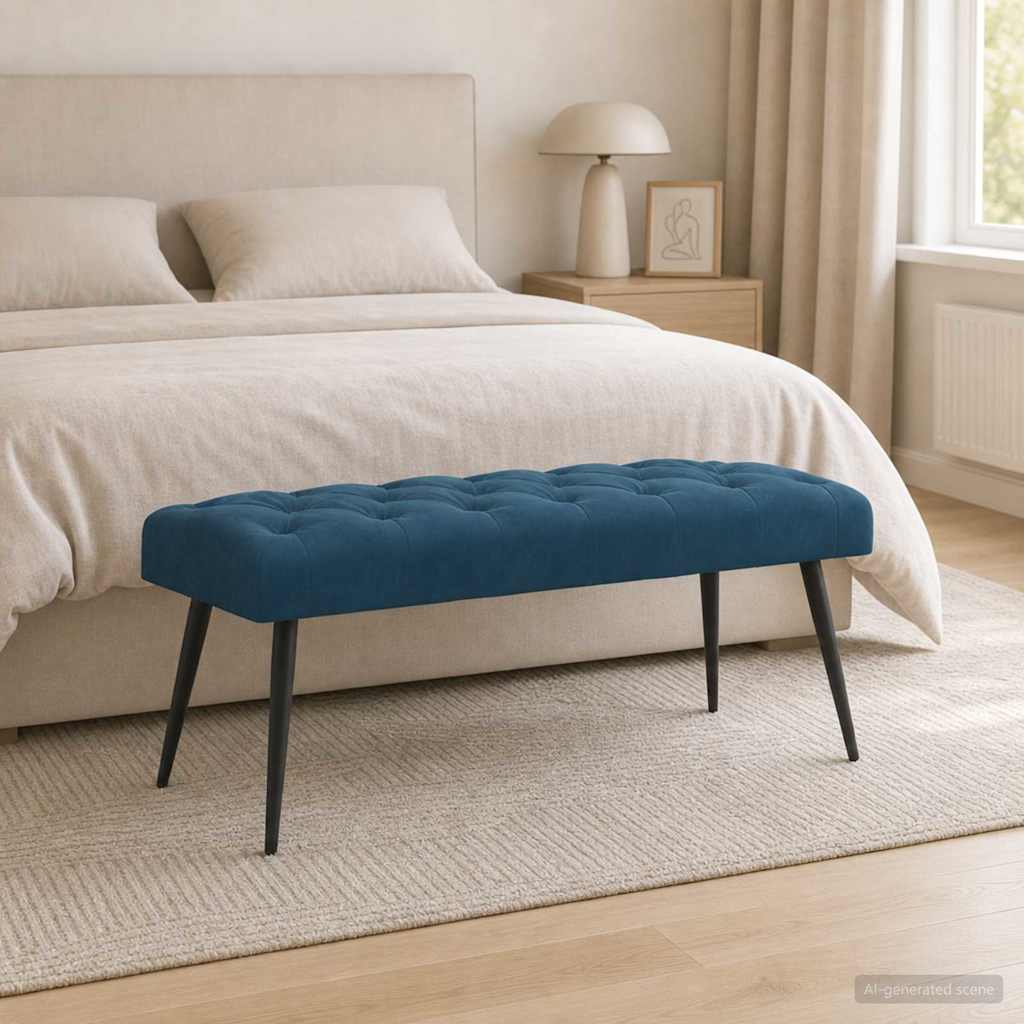 Bank met knoopverstelling Blauw 110 x 40 x 46 cm Fluweel