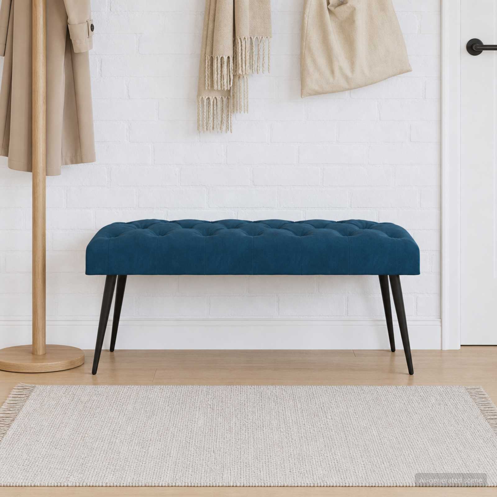 Bank met knoopverstelling Blauw 110 x 40 x 46 cm Fluweel