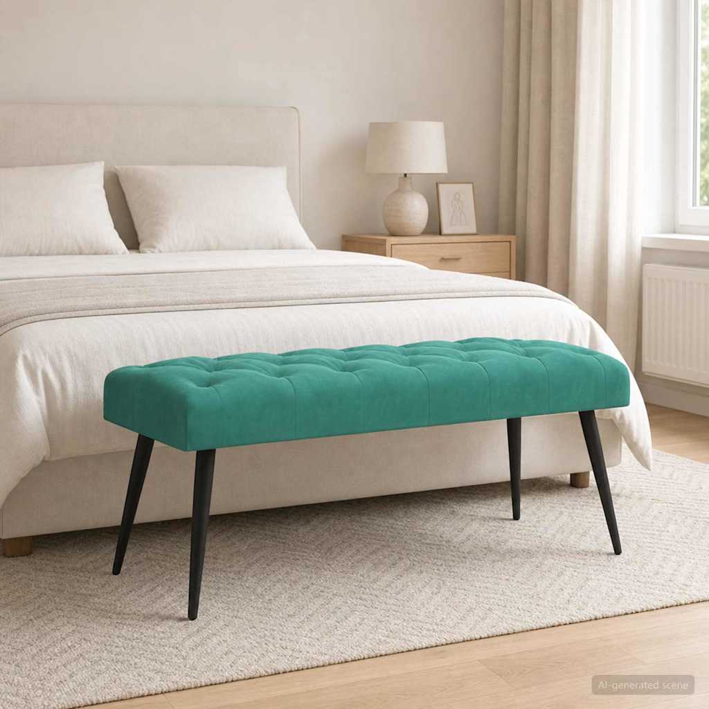 Bank met knoopverstelling Turquoise 110 x 40 x 46 cm Fluweel
