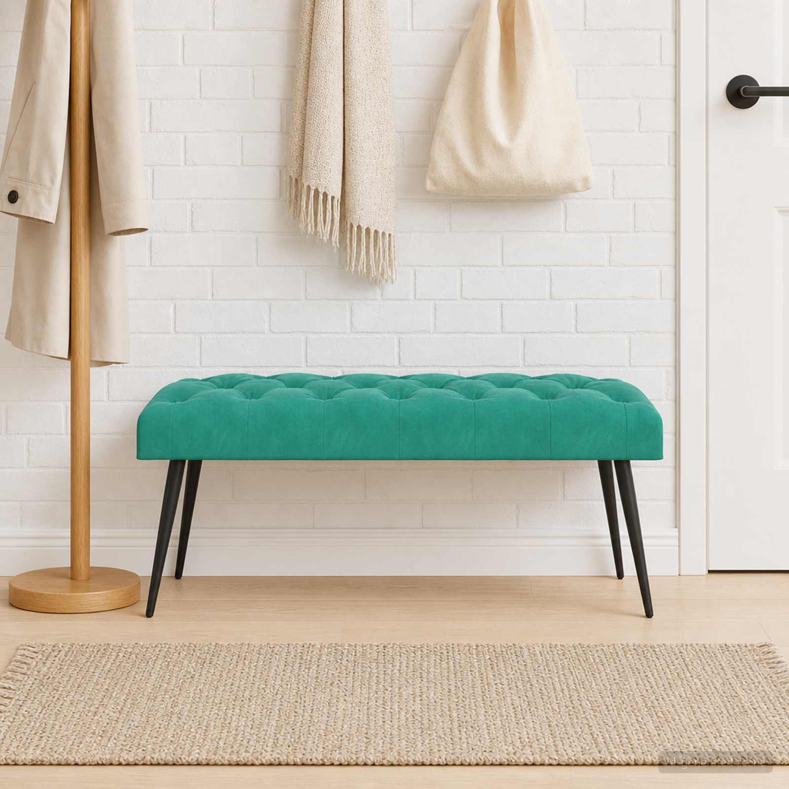 Bank met knoopverstelling Turquoise 110 x 40 x 46 cm Fluweel