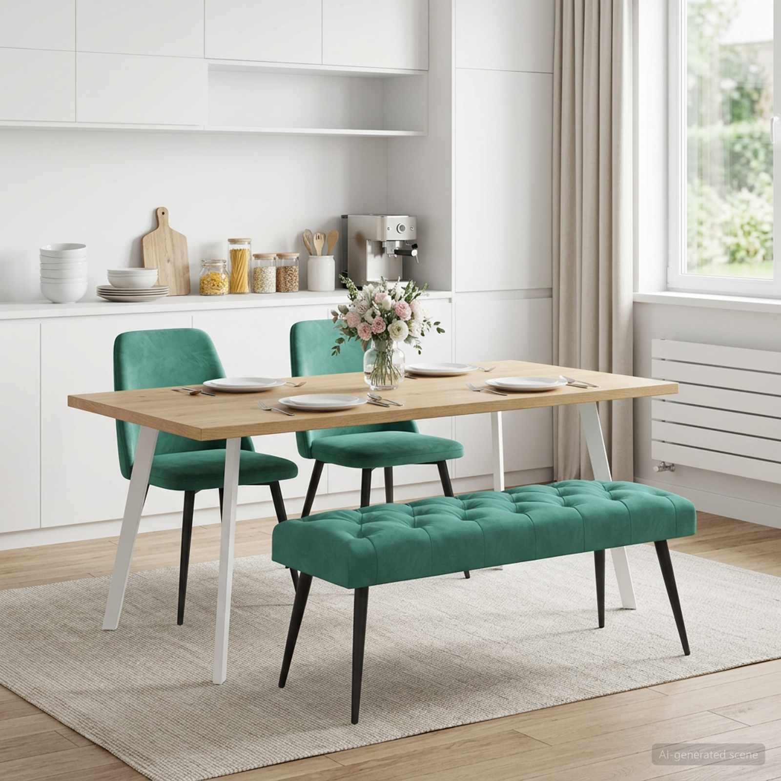 Bank met knoopverstelling Turquoise 110 x 40 x 46 cm Fluweel