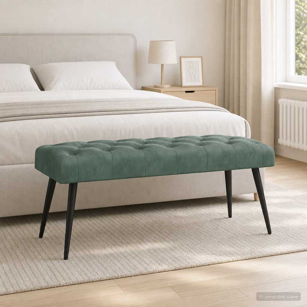 Bank met knoopverstelling Zeegroen 110 x 40 x 46 cm Fluweel