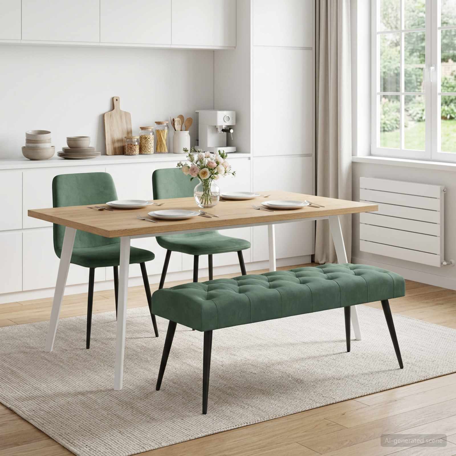 Bank met knoopverstelling Zeegroen 110 x 40 x 46 cm Fluweel