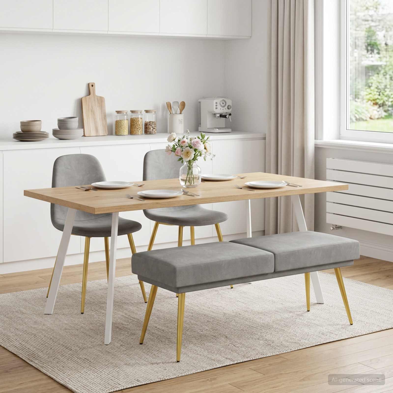 Dubbel Laagige Bank Lichtgrijs 120 x 45 x 46 cm fluweel