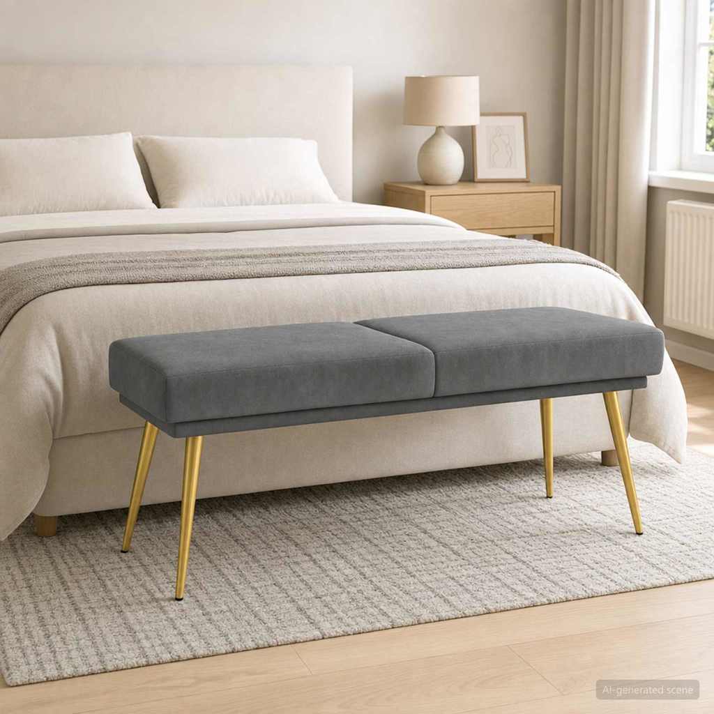 Dubbel Laagige Bank Donkergrijs 120 x 45 x 46 cm fluweel