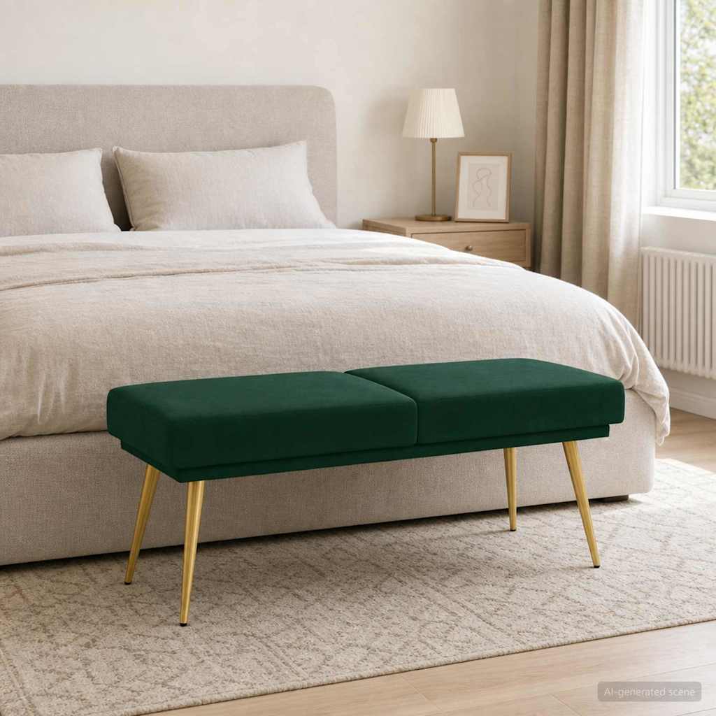 Dubbel Laagige Bank Donkergroen 120 x 45 x 46 cm fluweel