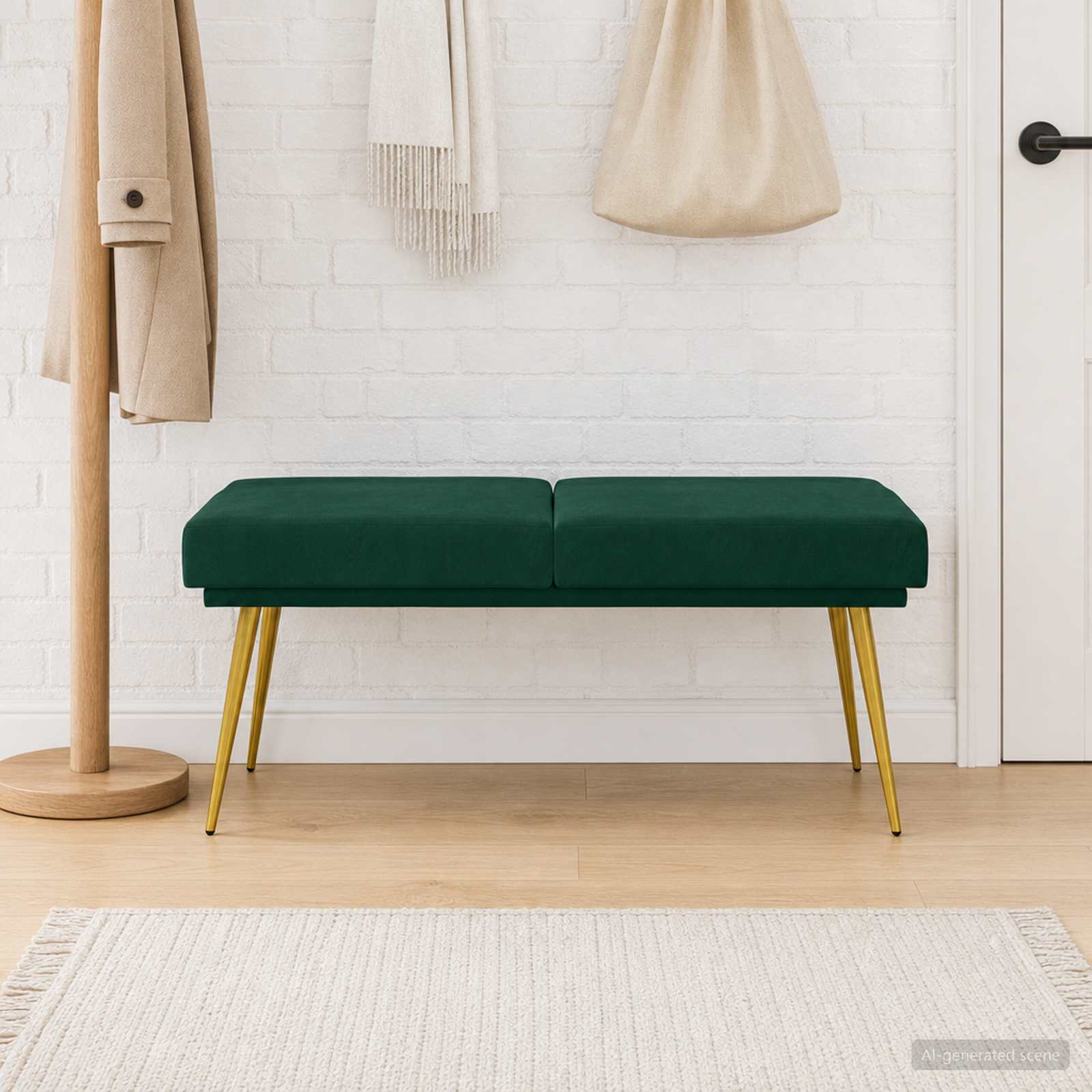 Dubbel Laagige Bank Donkergroen 120 x 45 x 46 cm fluweel