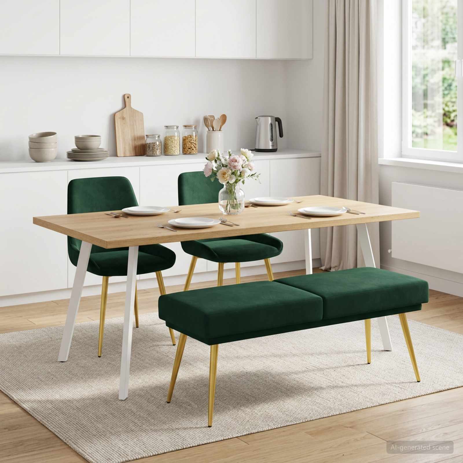 Dubbel Laagige Bank Donkergroen 120 x 45 x 46 cm fluweel