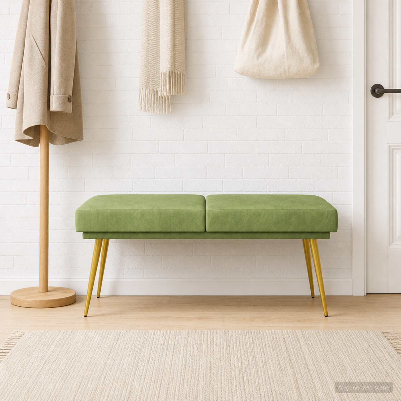 Dubbel Laagige Bank Lichtgroen 120 x 45 x 46 cm fluweel