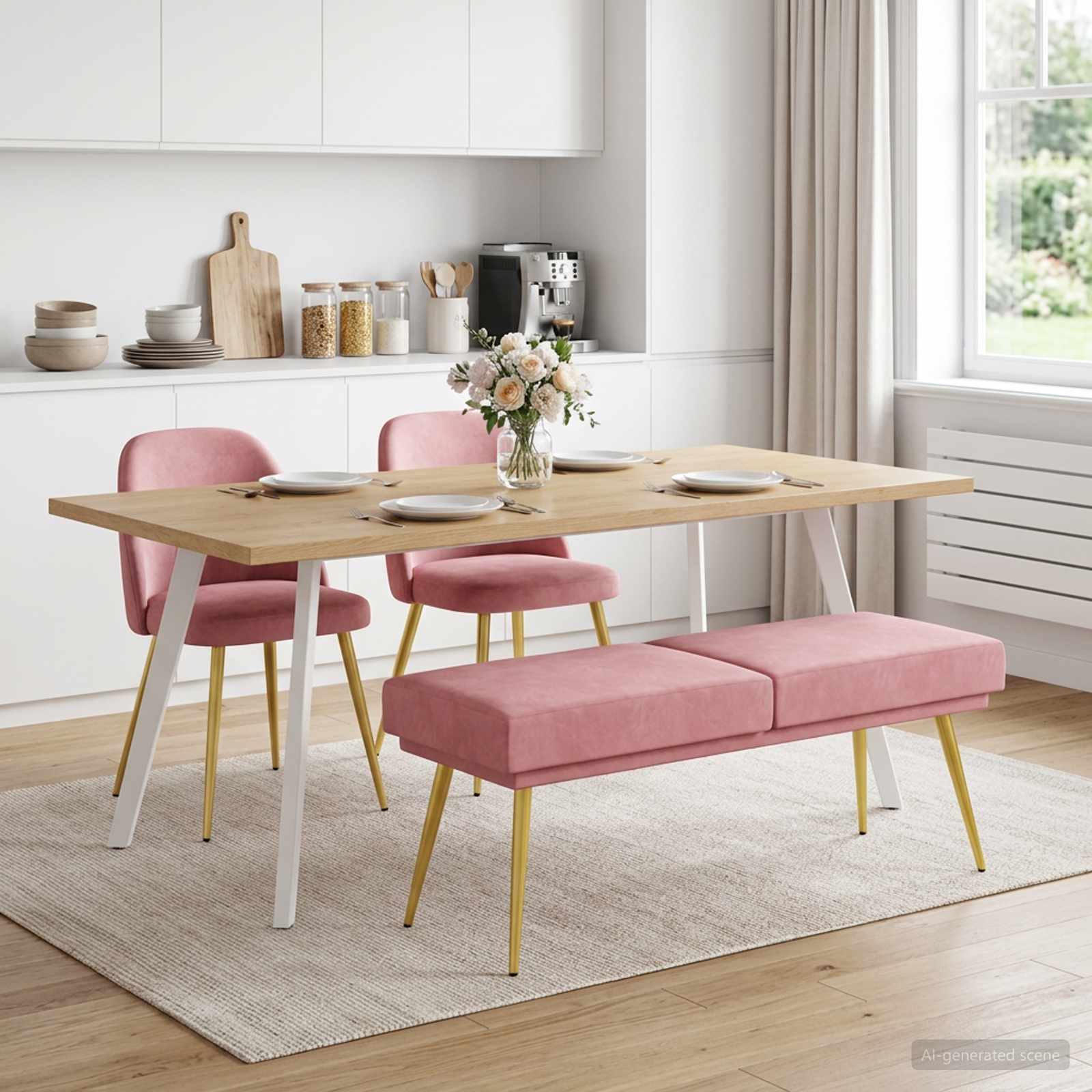 Dubbel Laagige Bank Roze 120 x 45 x 46 cm fluweel