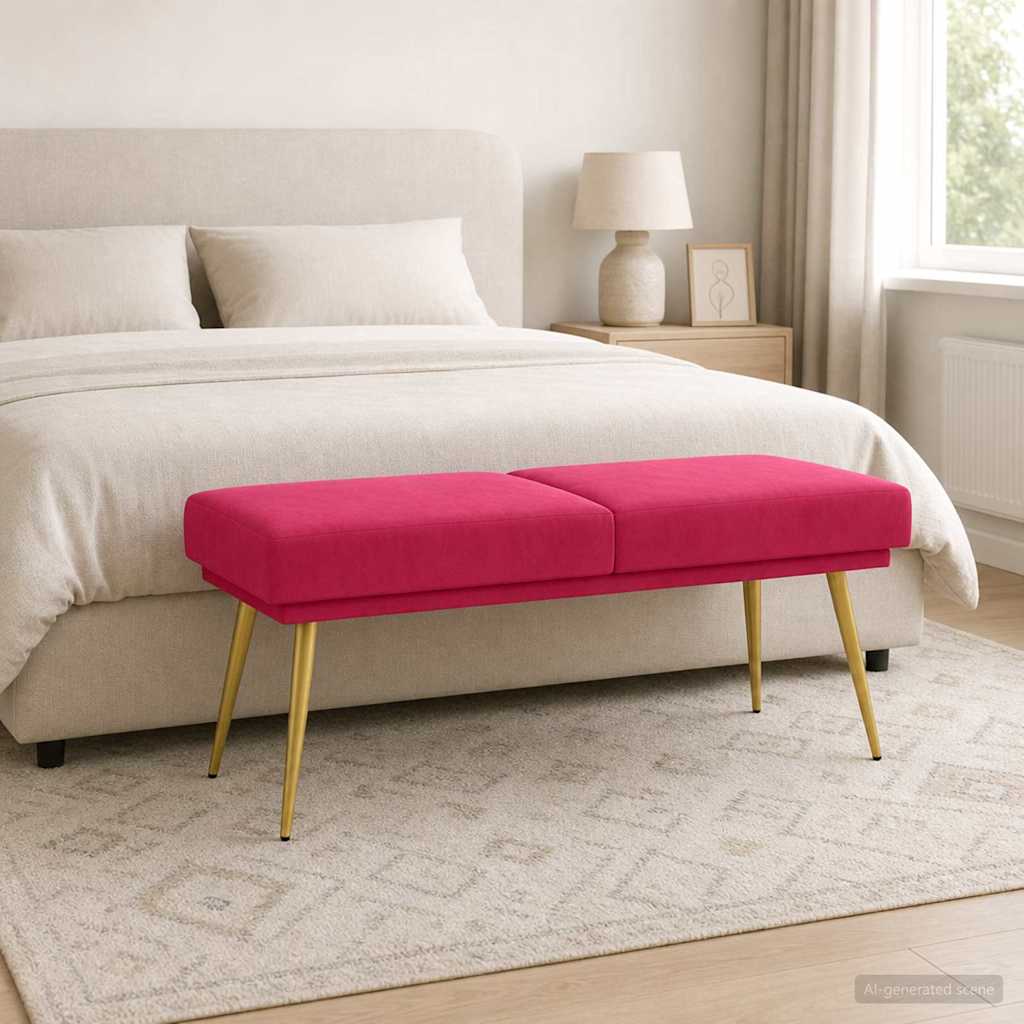 Dubbel Laagige Bank Wijnrood 120 x 45 x 46 cm fluweel