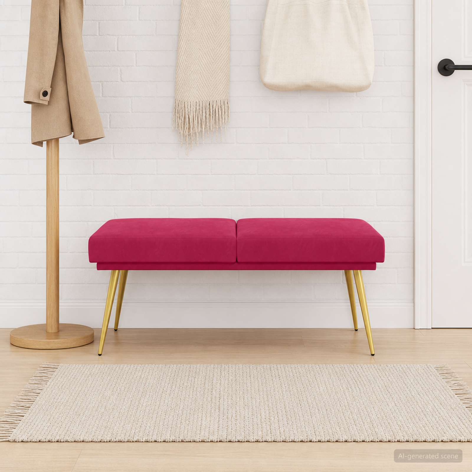 Dubbel Laagige Bank Wijnrood 120 x 45 x 46 cm fluweel