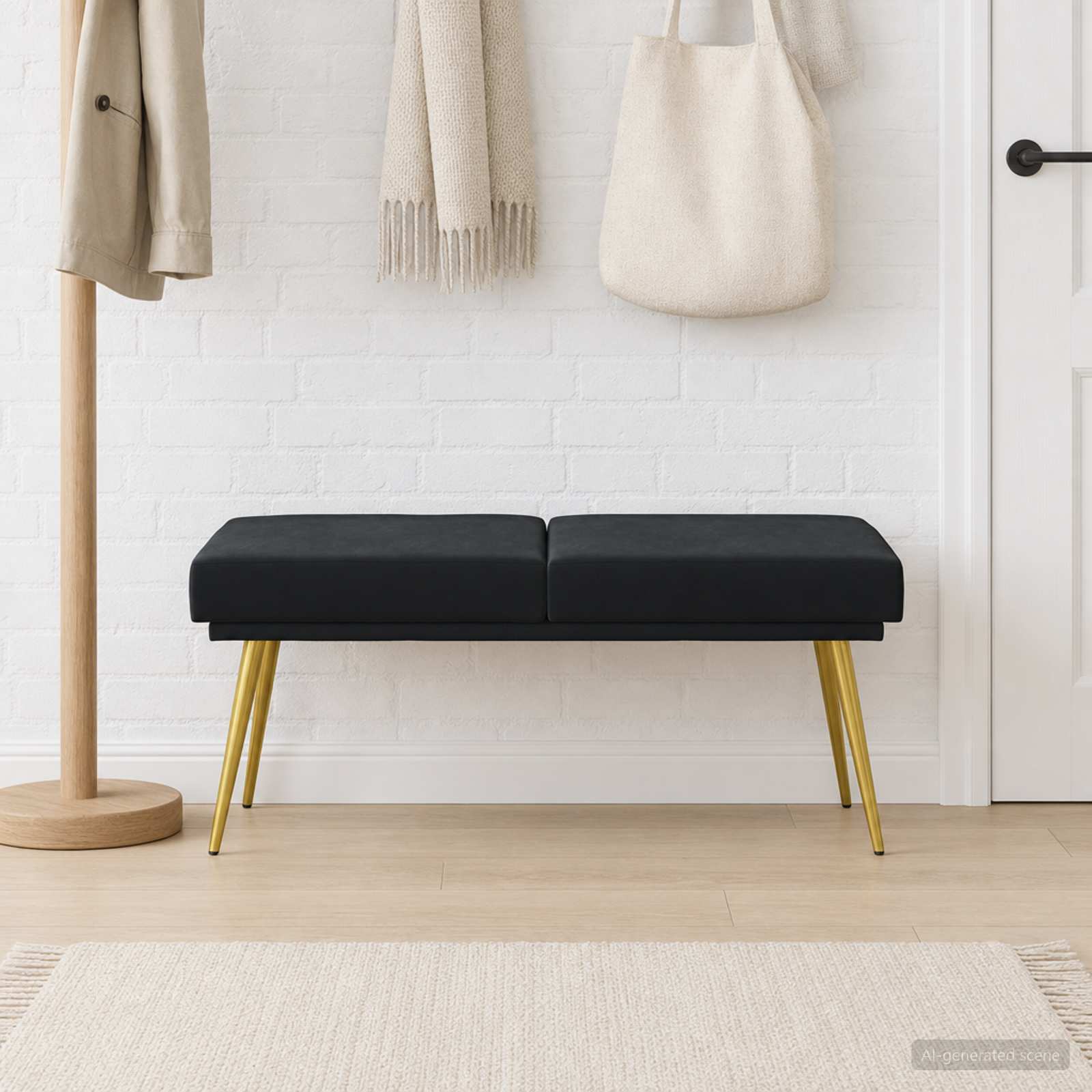Dubbel Laagige Bank Zwart 120 x 45 x 46 cm fluweel