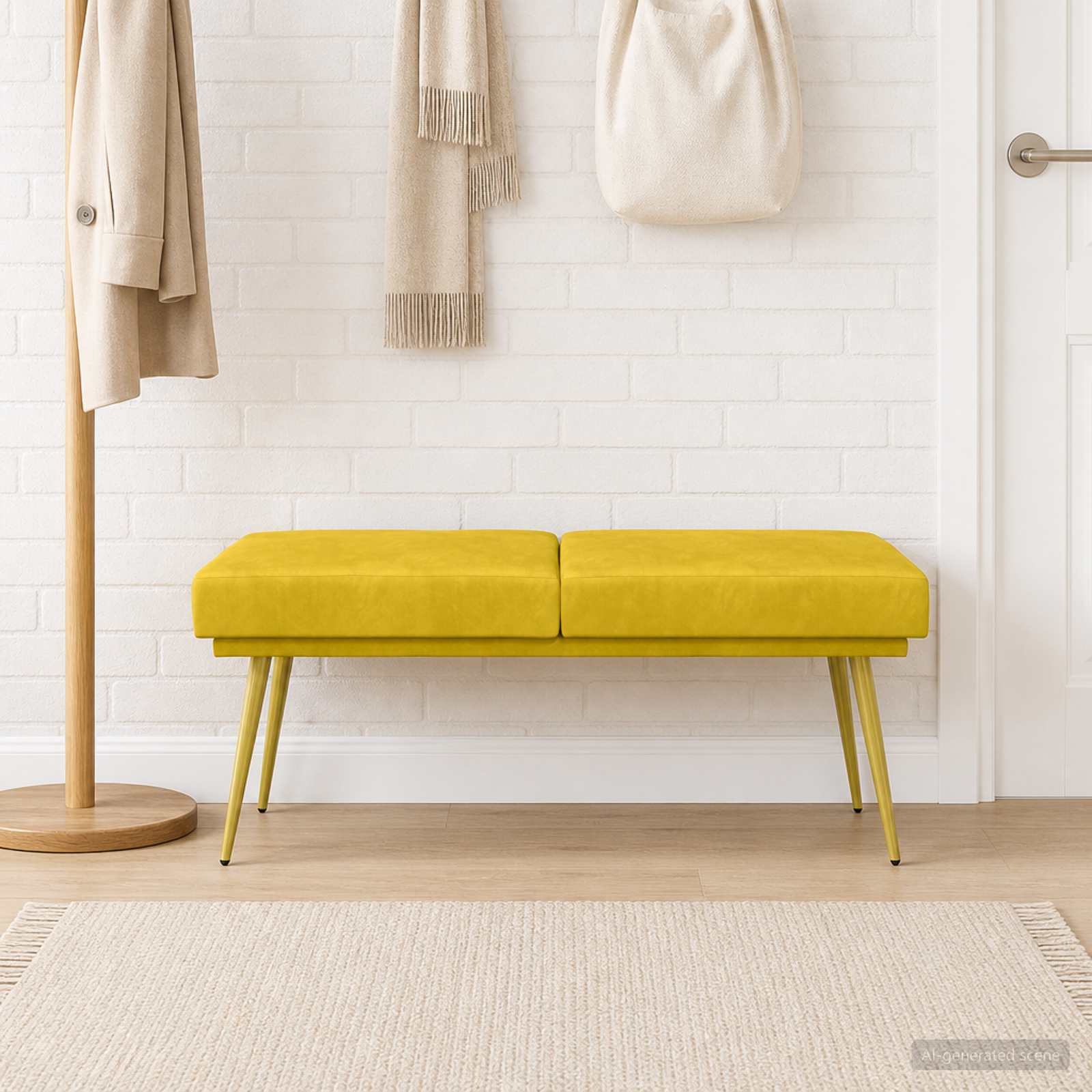 Dubbel Laagige Bank Geel 120 x 45 x 46 cm fluweel