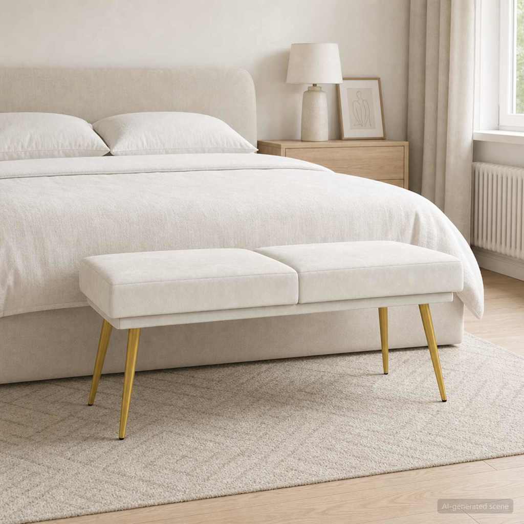 Dubbel Laagige Bank Crèmekleurig 120 x 45 x 46 cm fluweel