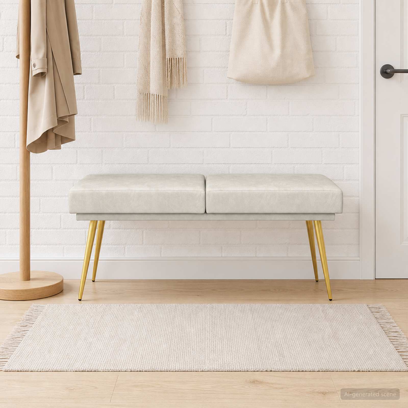 Dubbel Laagige Bank Crèmekleurig 120 x 45 x 46 cm fluweel