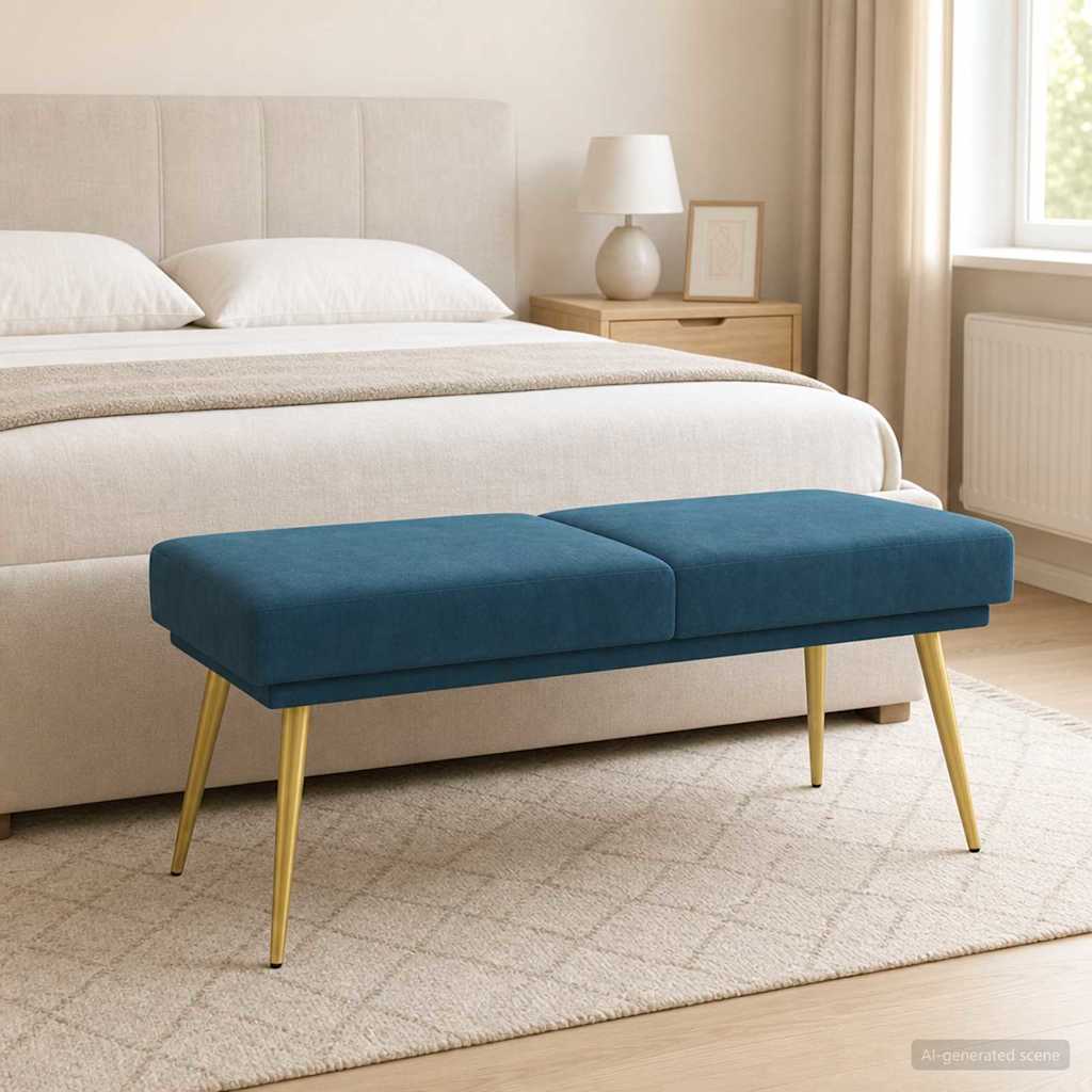 Dubbel Laagige Bank Blauw 120 x 45 x 46 cm fluweel