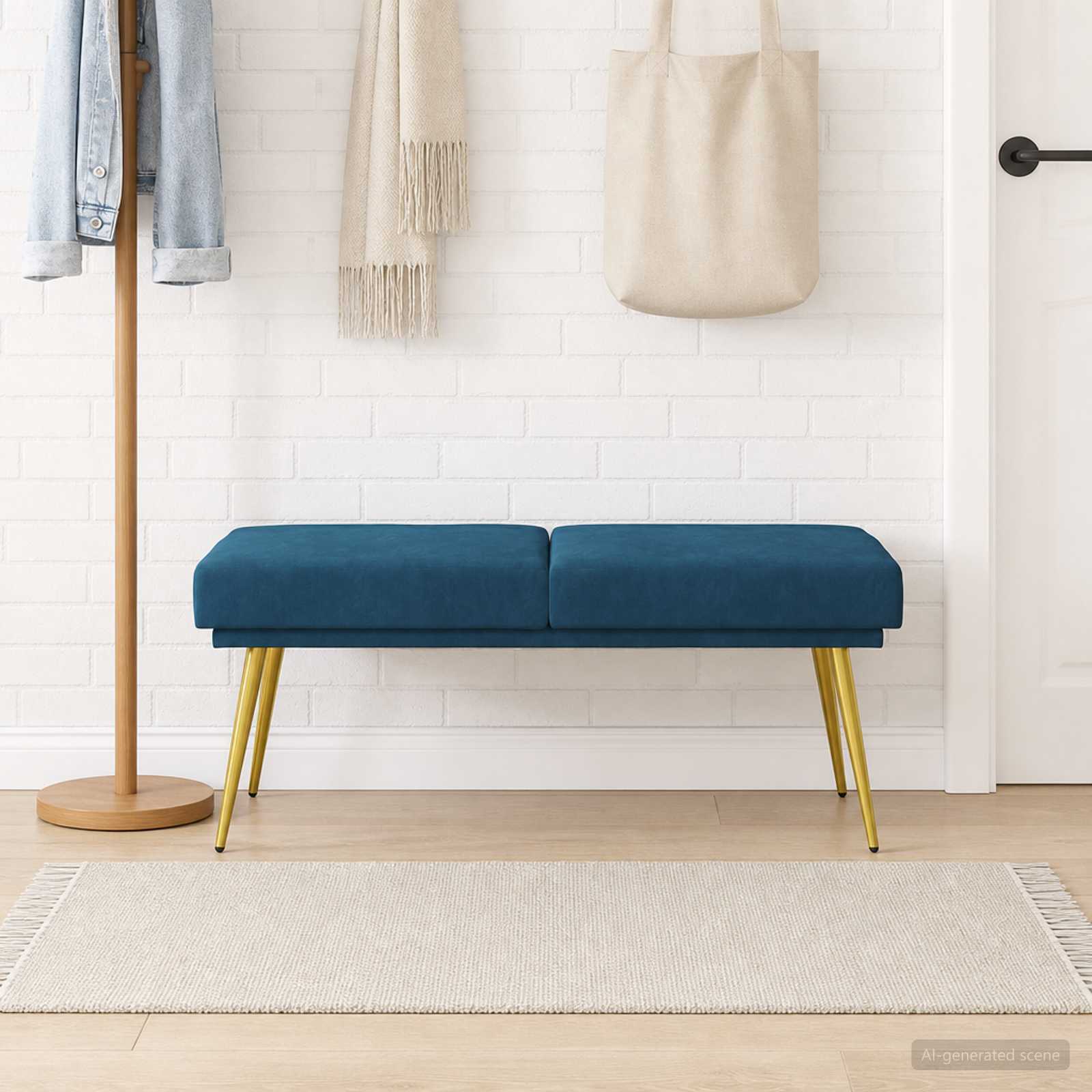 Dubbel Laagige Bank Blauw 120 x 45 x 46 cm fluweel