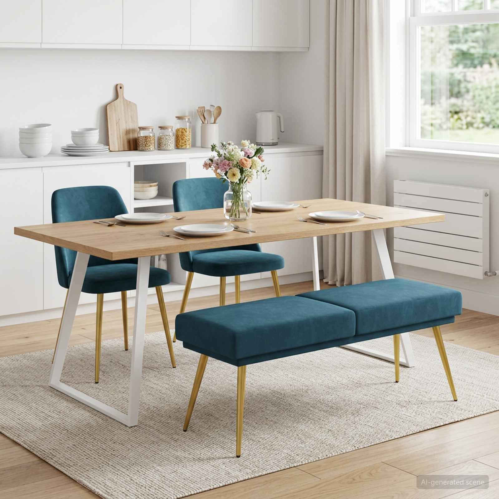 Dubbel Laagige Bank Blauw 120 x 45 x 46 cm fluweel