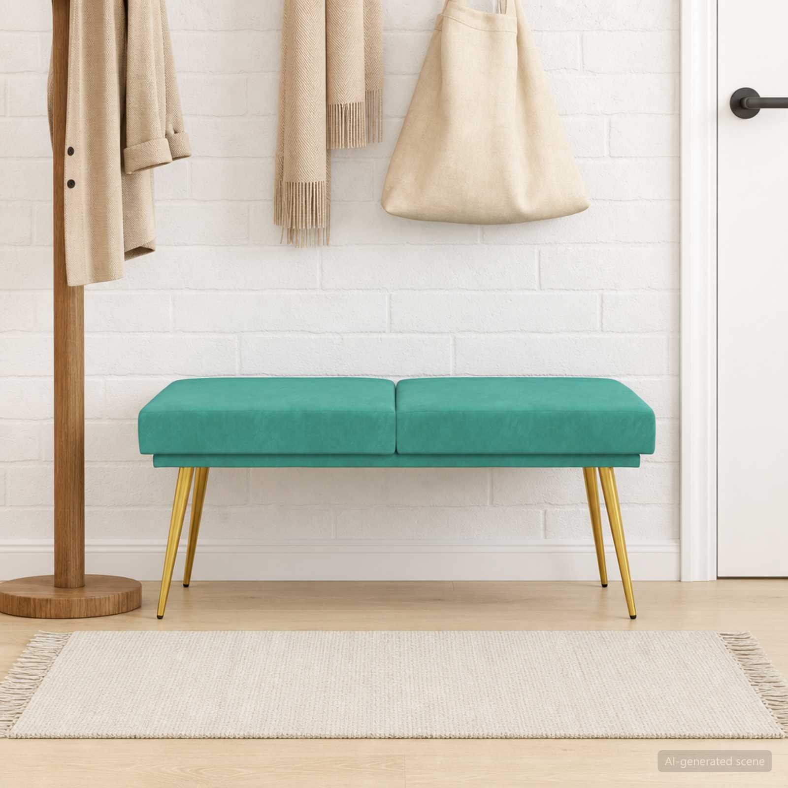 Dubbel Laagige Bank Turquoise 120 x 45 x 46 cm fluweel