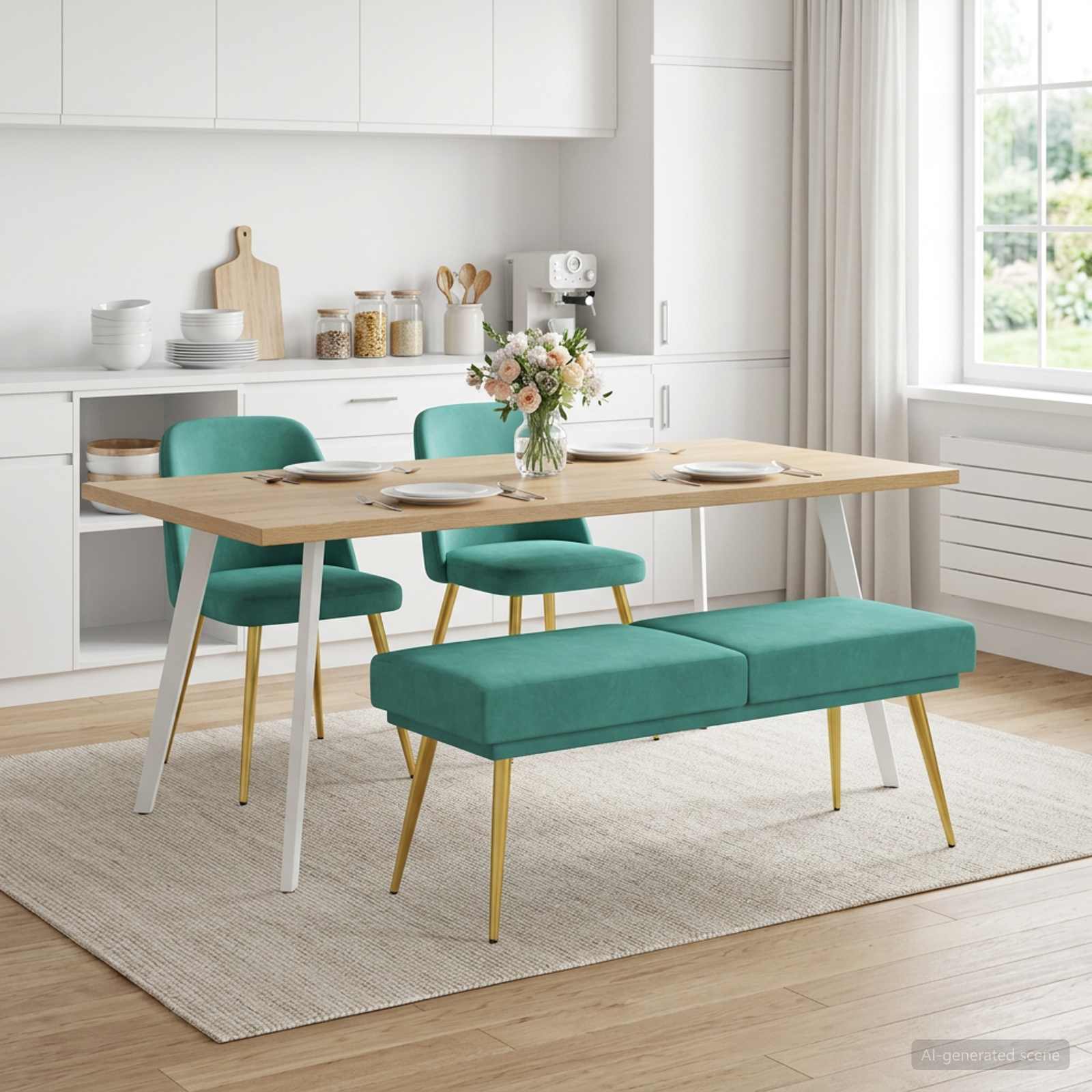 Dubbel Laagige Bank Turquoise 120 x 45 x 46 cm fluweel