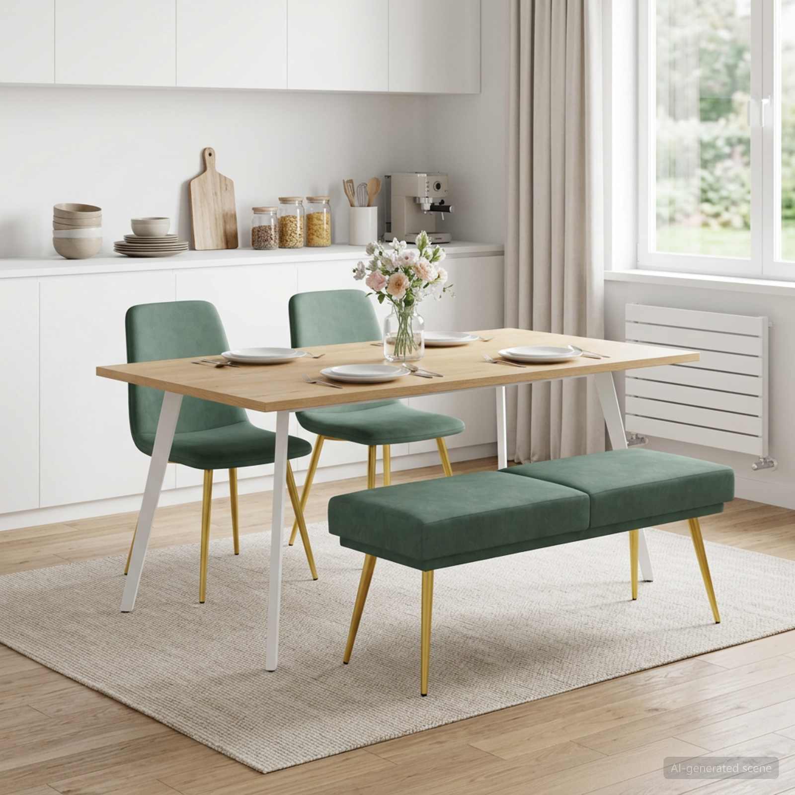 Dubbel Laagige Bank Zeegroen 120 x 45 x 46 cm fluweel