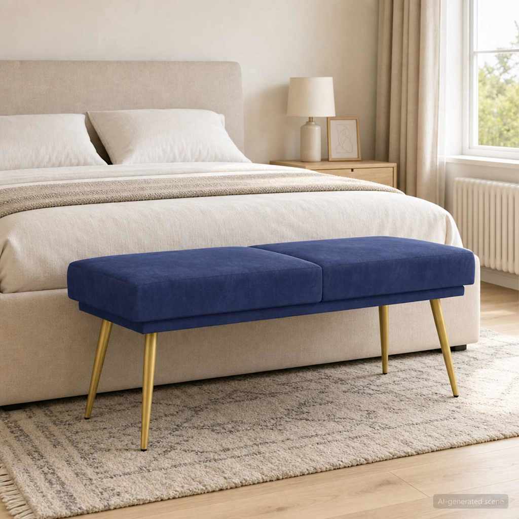 Dubbel Laagige Bank Politieblauw 120 x 45 x 46 cm fluweel