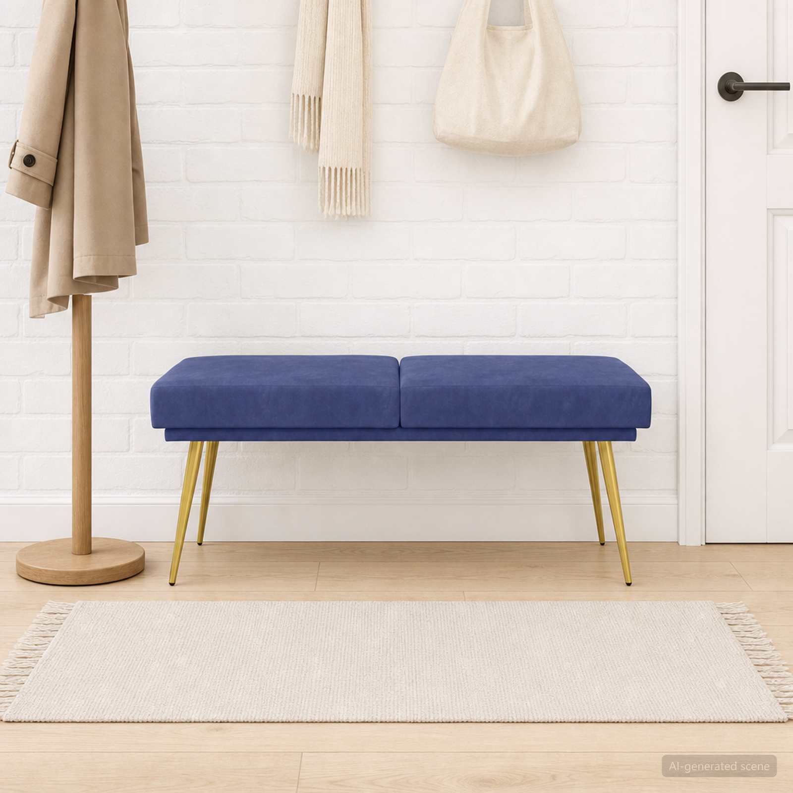 Dubbel Laagige Bank Politieblauw 120 x 45 x 46 cm fluweel