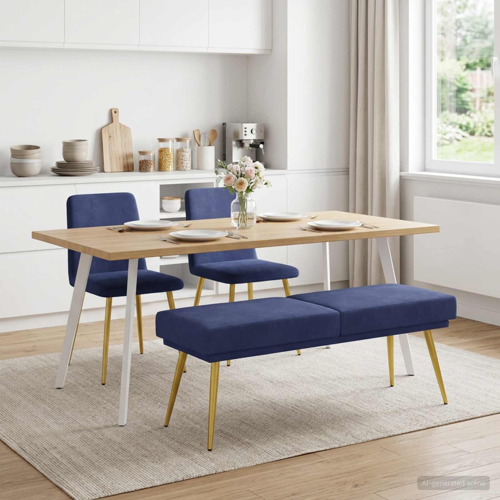 Dubbel Laagige Bank Politieblauw 120 x 45 x 46 cm fluweel