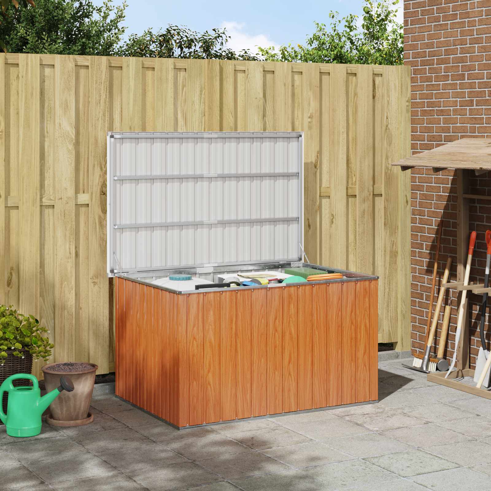 Buitenopslagdoos Gegalvaniseerd staal 150 x 101 x 91 cm Hout
