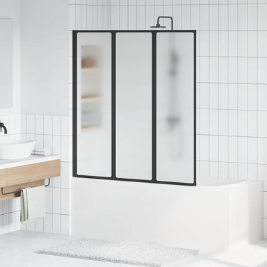 Opvouwbare Douchescherm Zwart en Volle Frost 132 x 2 x 140 cm