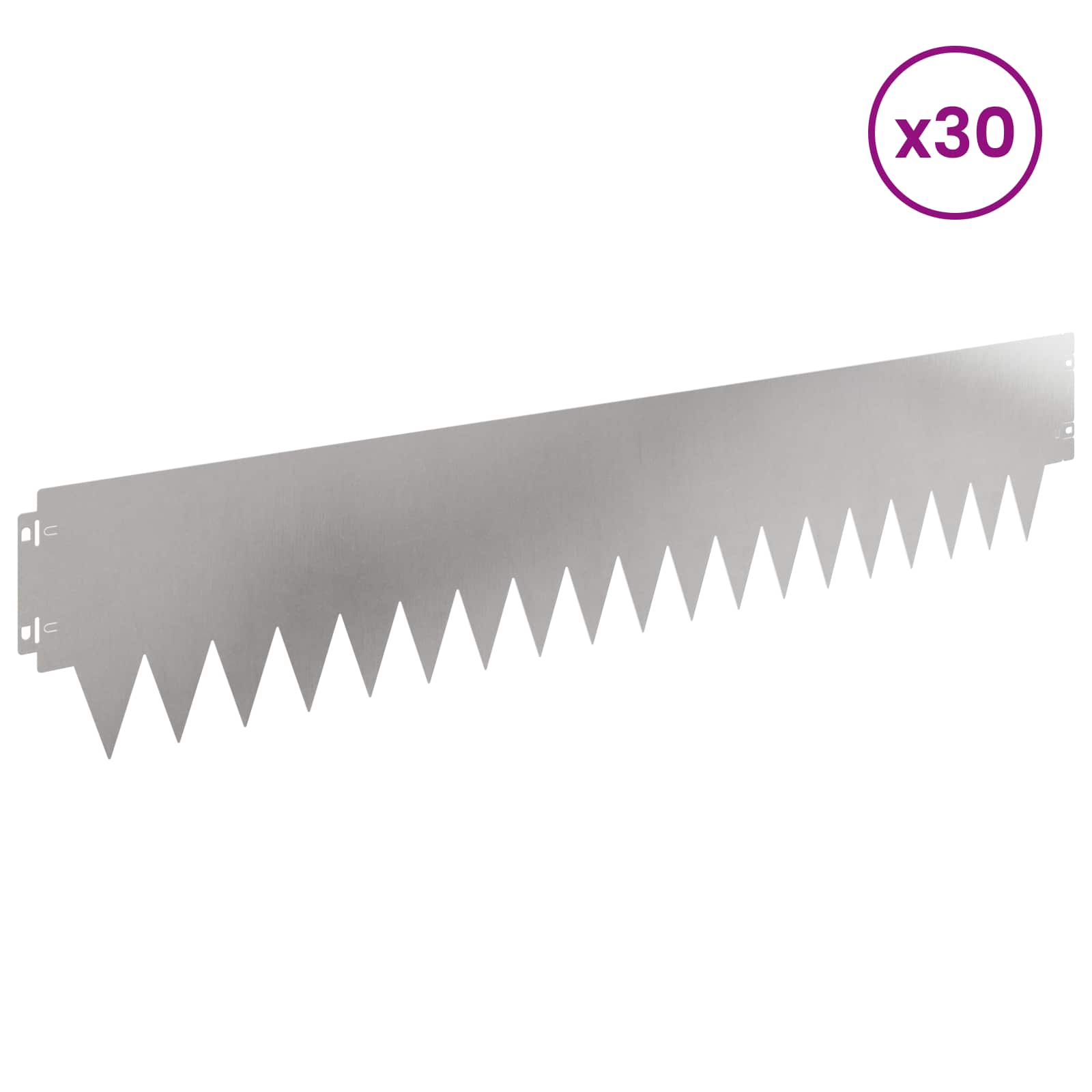 Tuinrand 30 st 103 x 20 cm metaal Zilverkleurig
