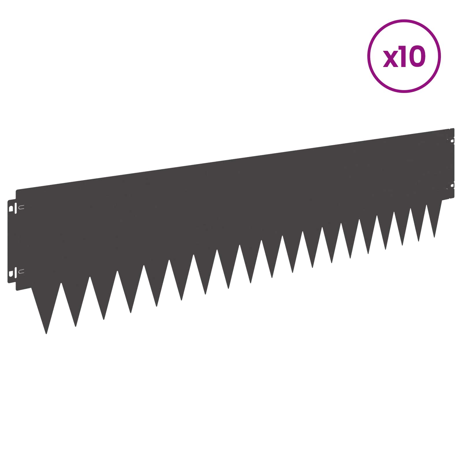 Tuinrand 10 st 103 x 25 cm metaal Zwart