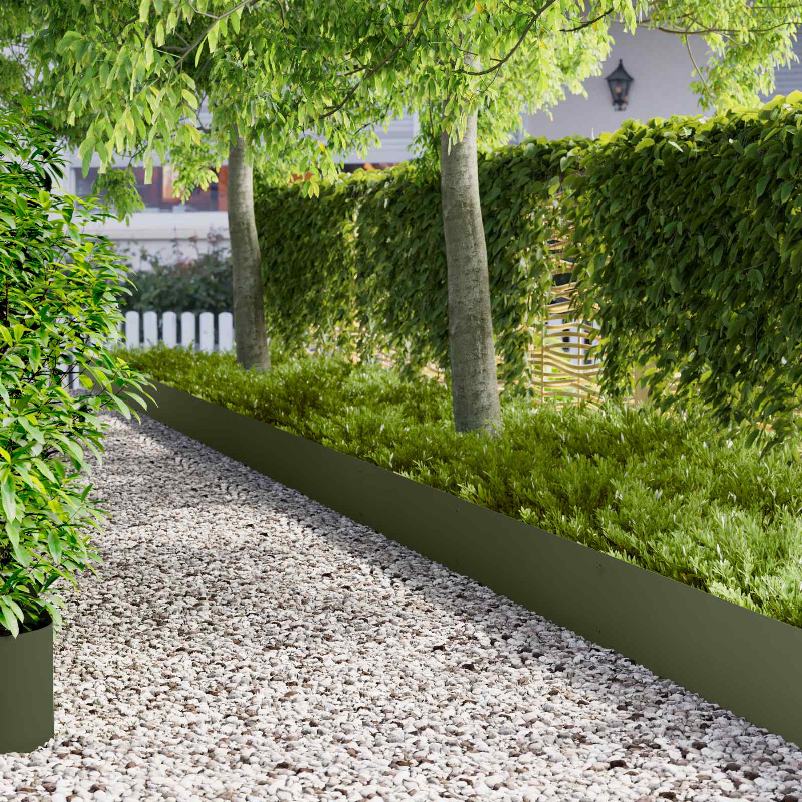 Tuinrand 20 st 103 x 30 cm metaal Olijfgroen