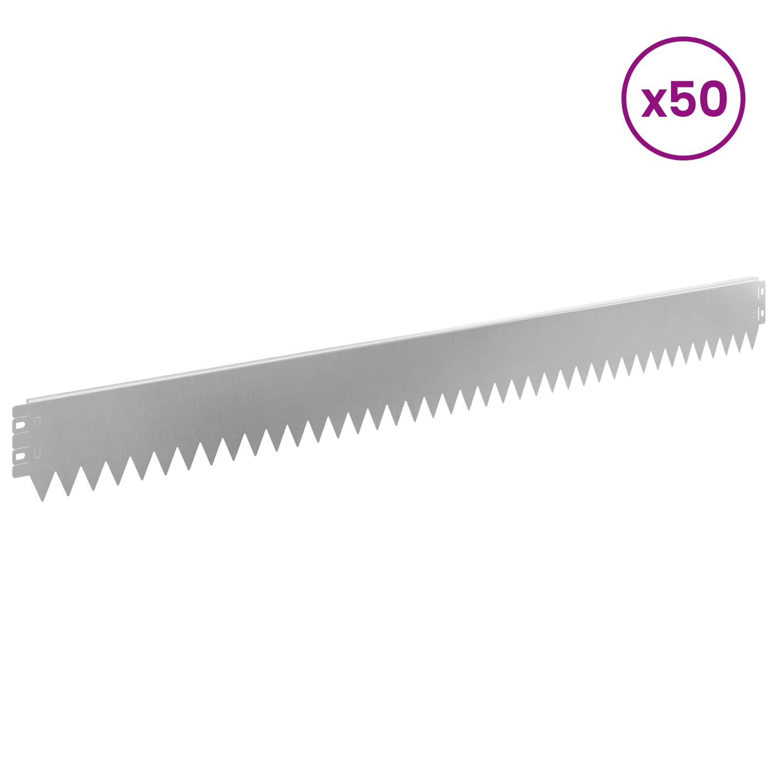 Gazonrand 50 st 103 x 10 cm Staal Zilverkleurig