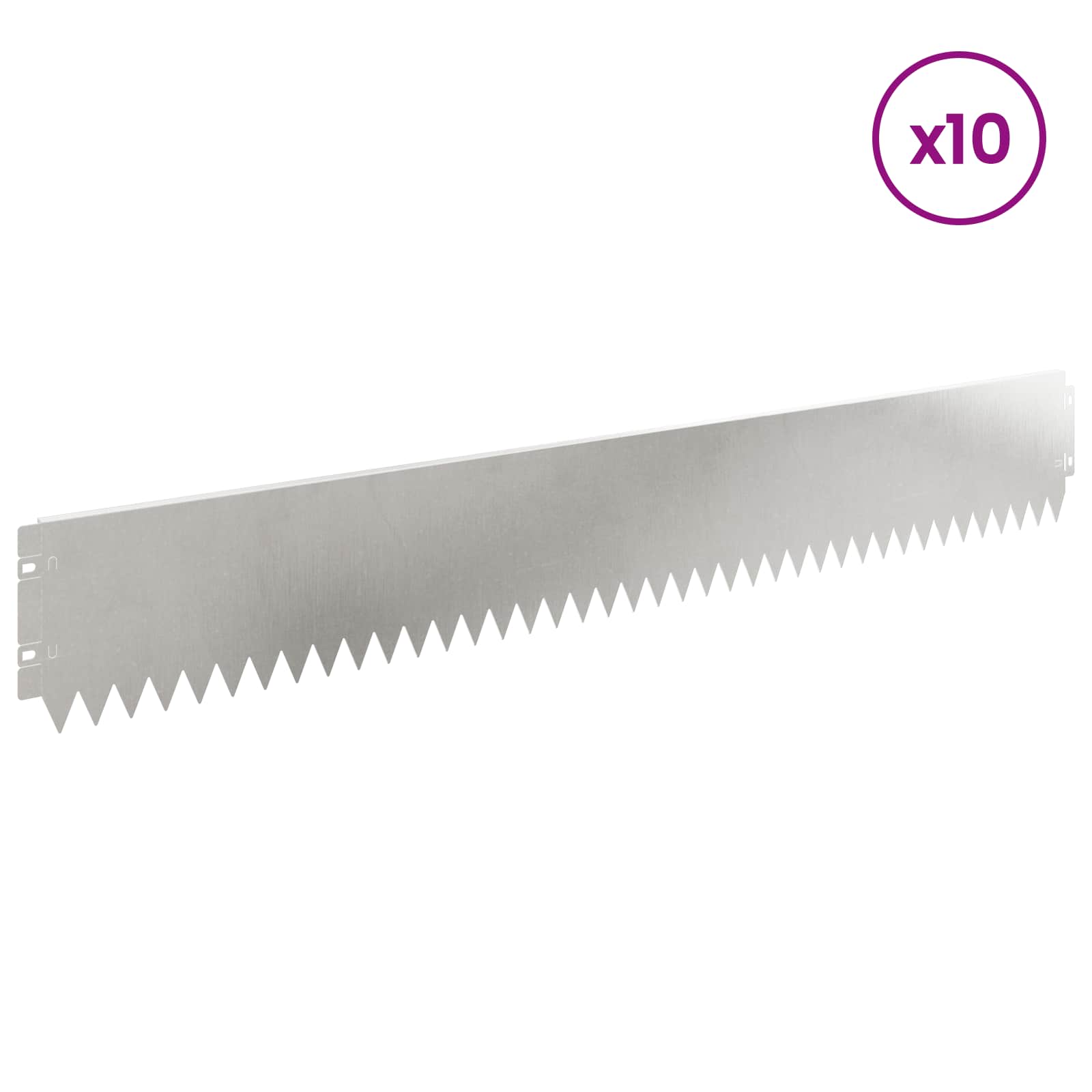 Gazonrand 10 st 103 x 15 cm Staal Zilverkleurig