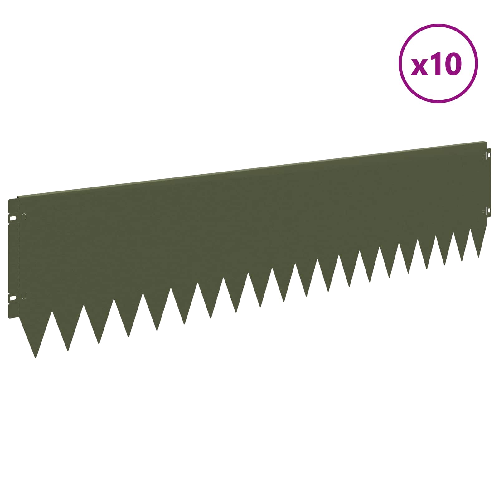 Gazonrand 10 st 103 x 25 cm Staal Olijfgroen