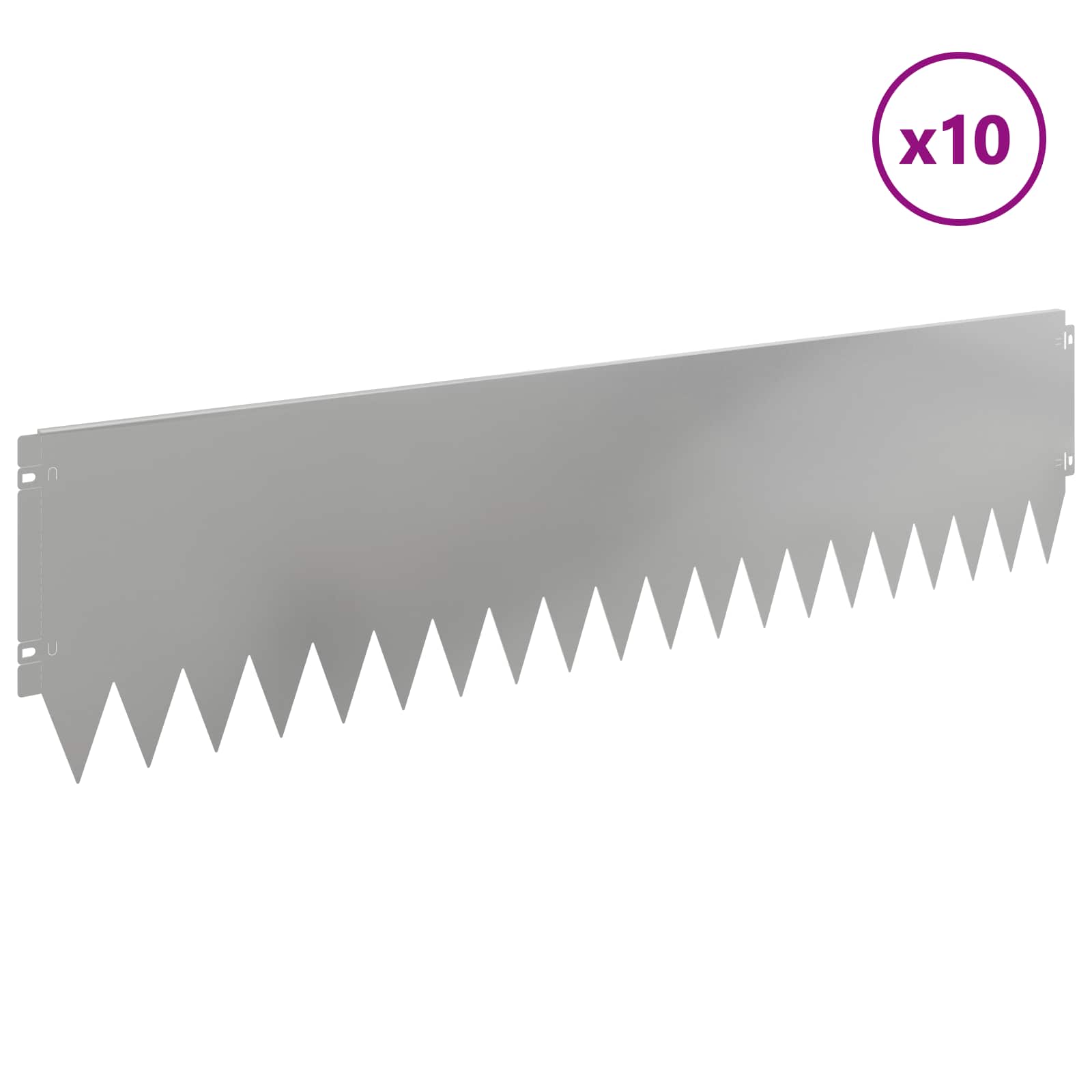 Gazonrand 10 st 103 x 25 cm Staal Zilverkleurig