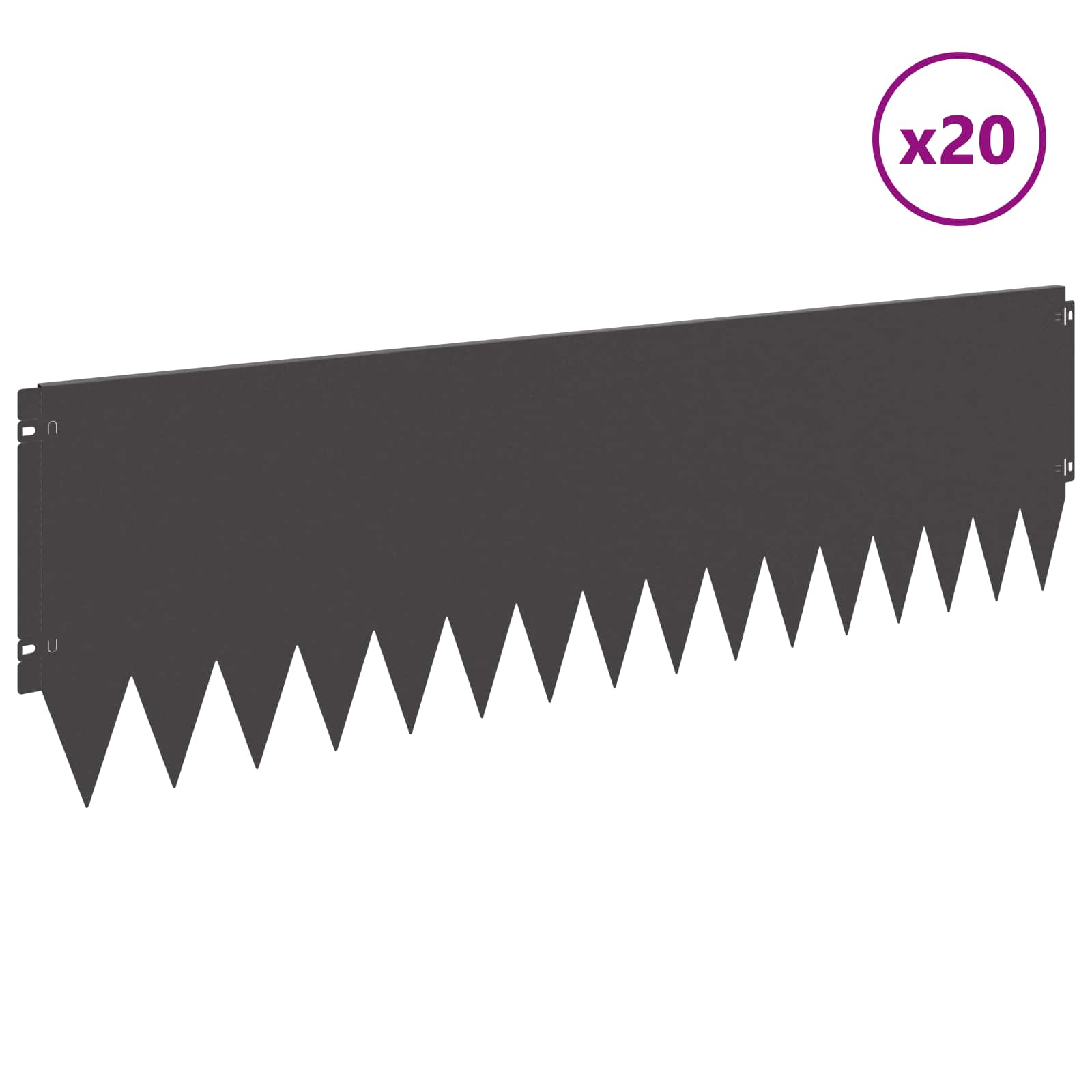 Gazonrand 20 st 103 x 30 cm Staal Zwart
