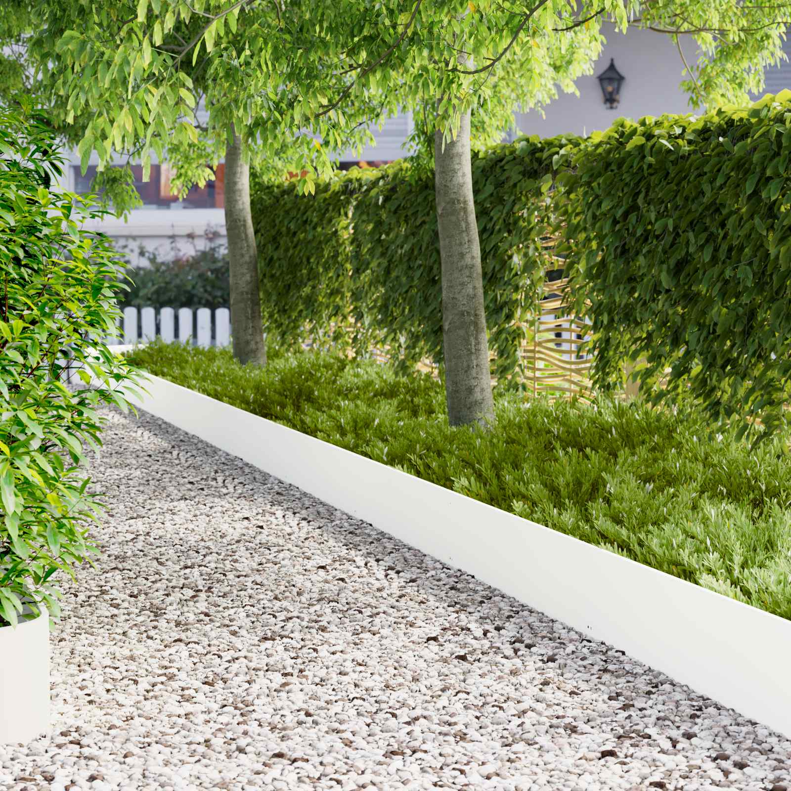 Gazonrand 10 st 103 x 30 cm Staal Wit