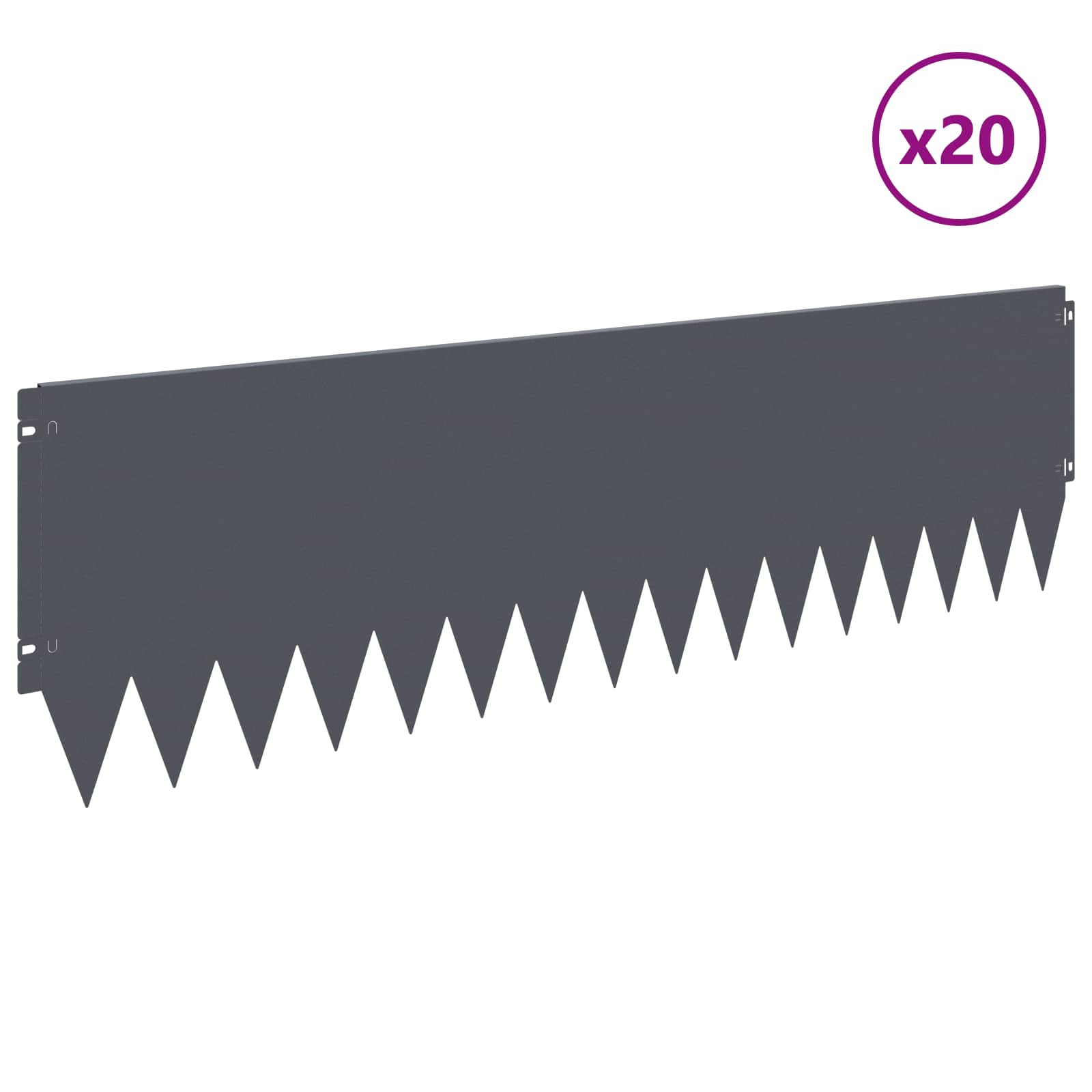 Gazonrand 20 st 103 x 30 cm Staal Antracietkleurig