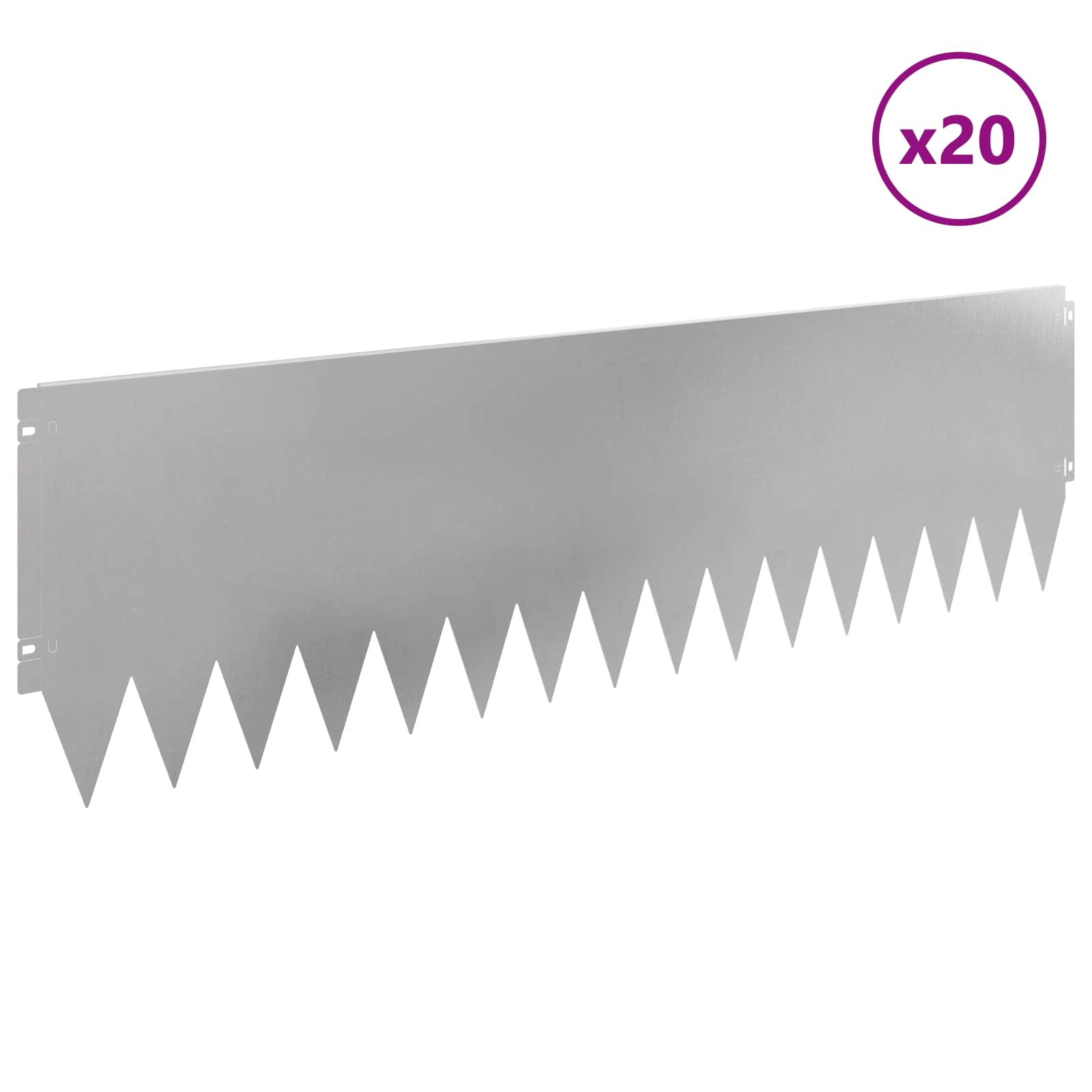 Gazonrand 20 st 103 x 30 cm Staal Zilverkleurig