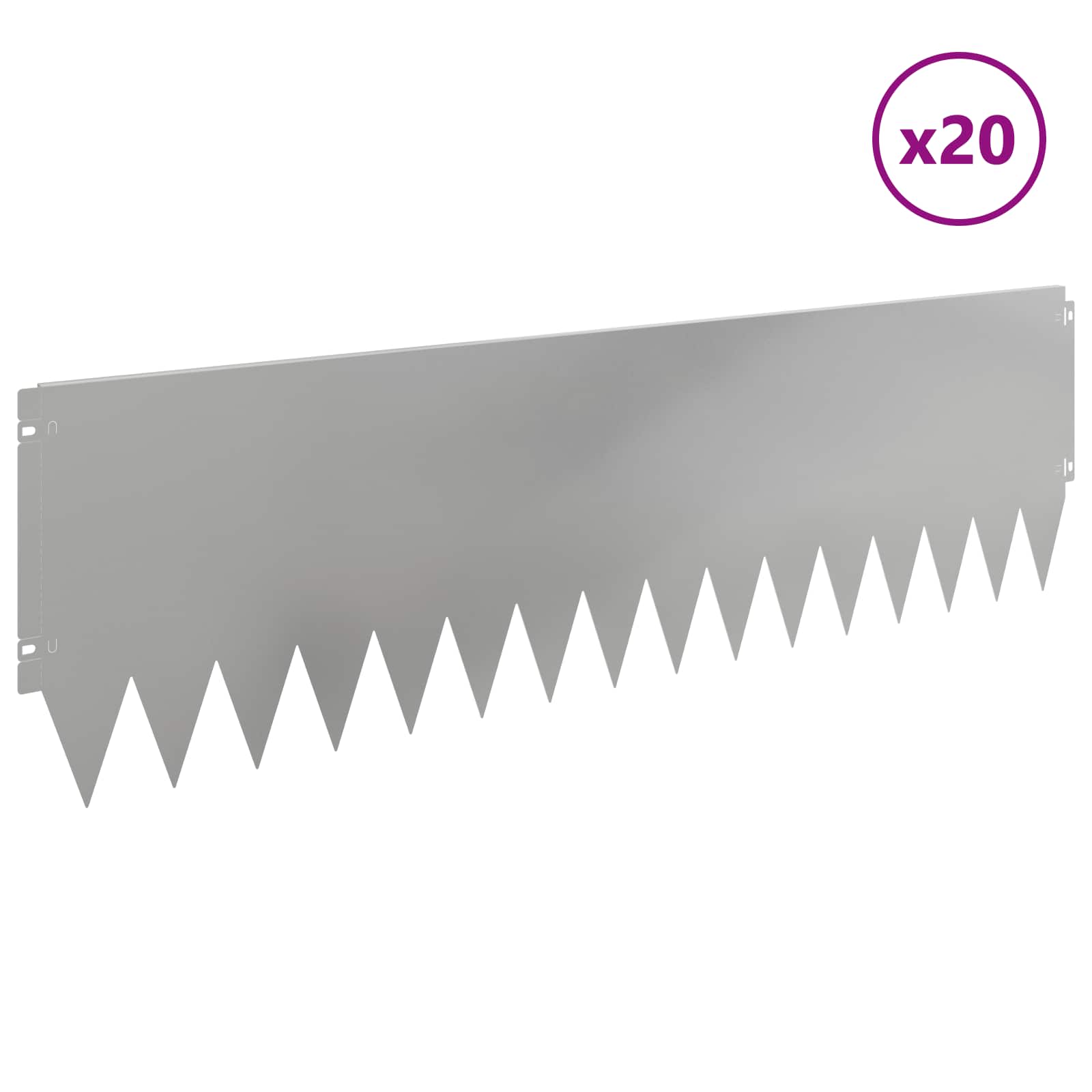 Gazonrand 20 st 103 x 30 cm Staal Zilverkleurig