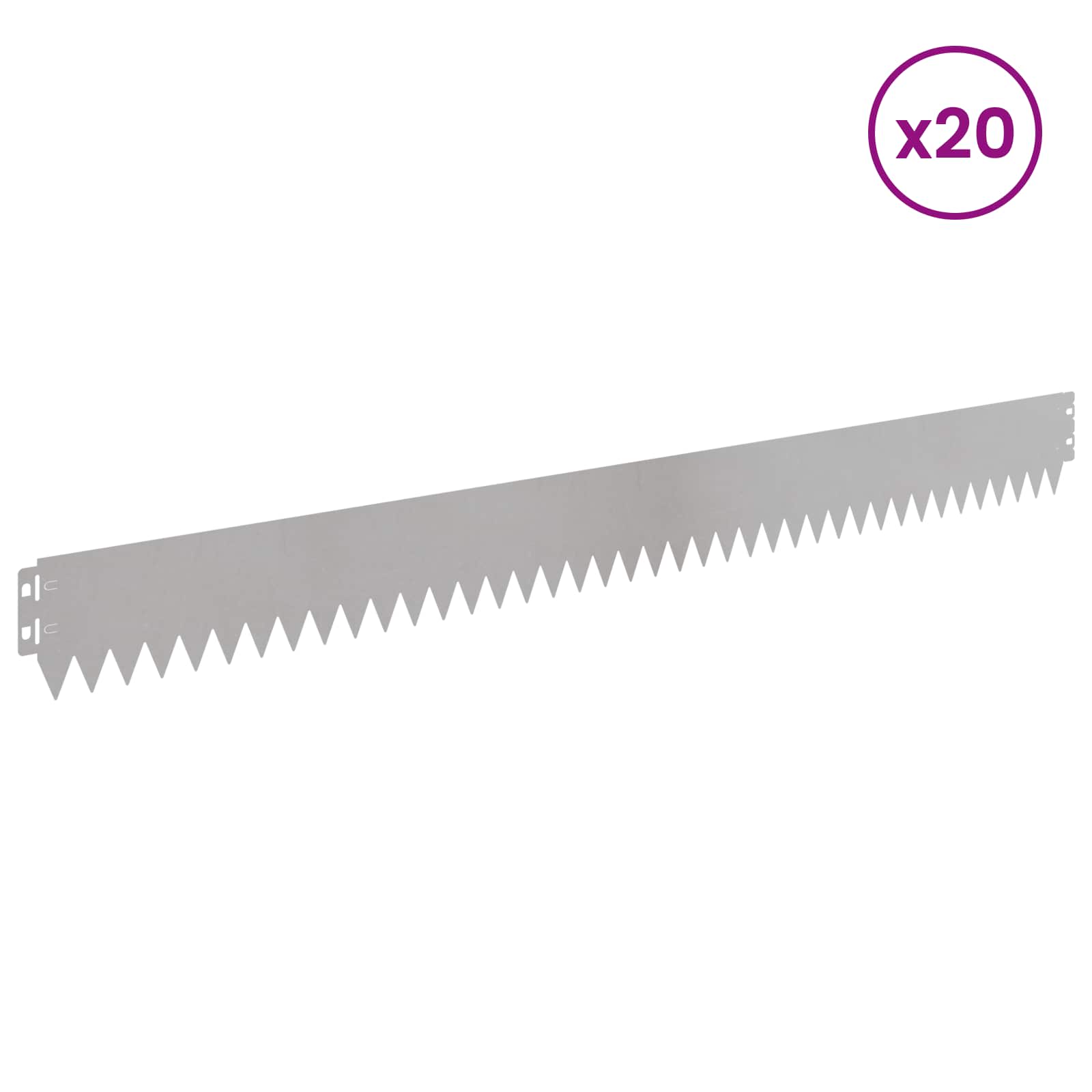 Gazonrand 20 st 103 x 10 cm Staal Zilverkleurig