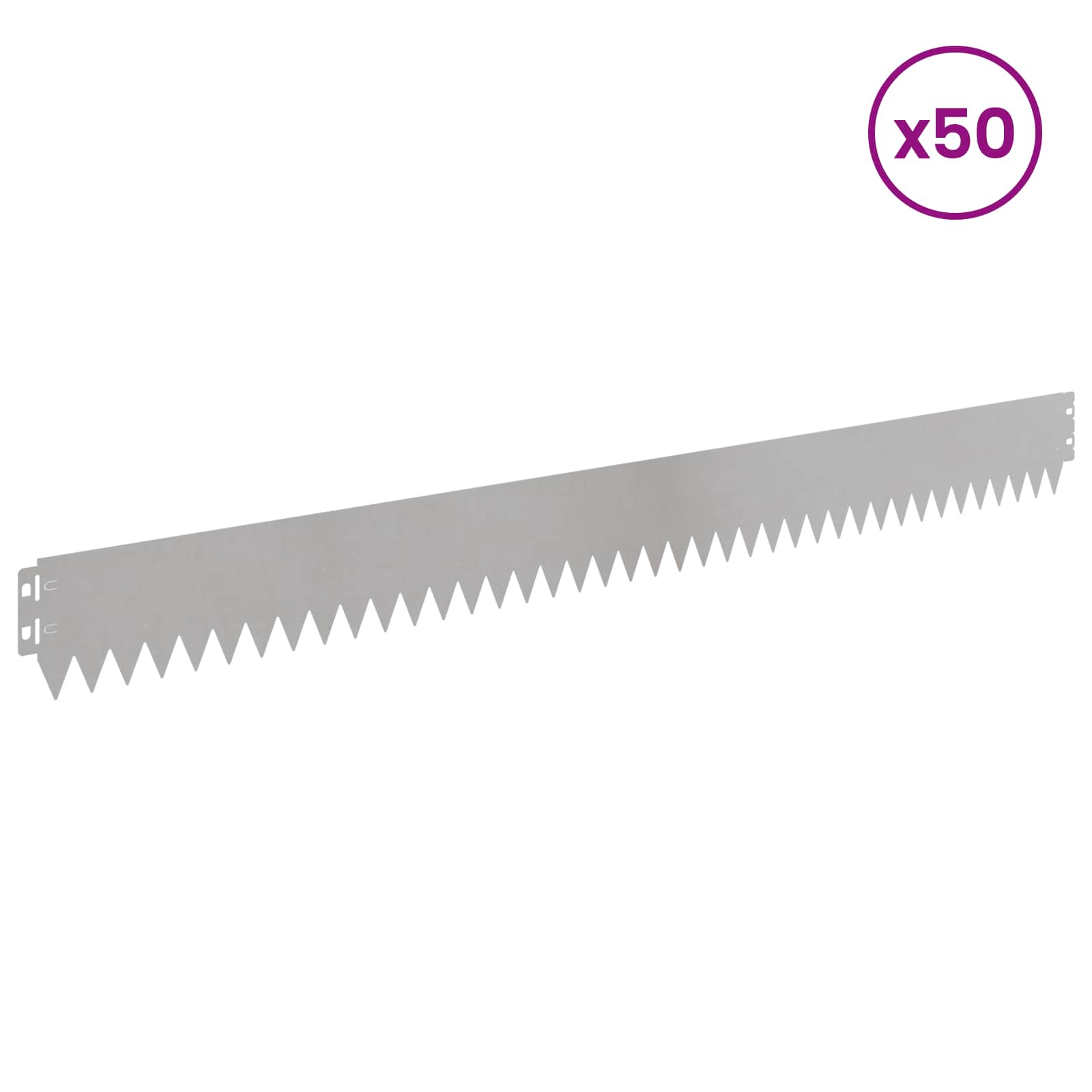 Gazonrand 50 st 103 x 10 cm Staal Zilverkleurig