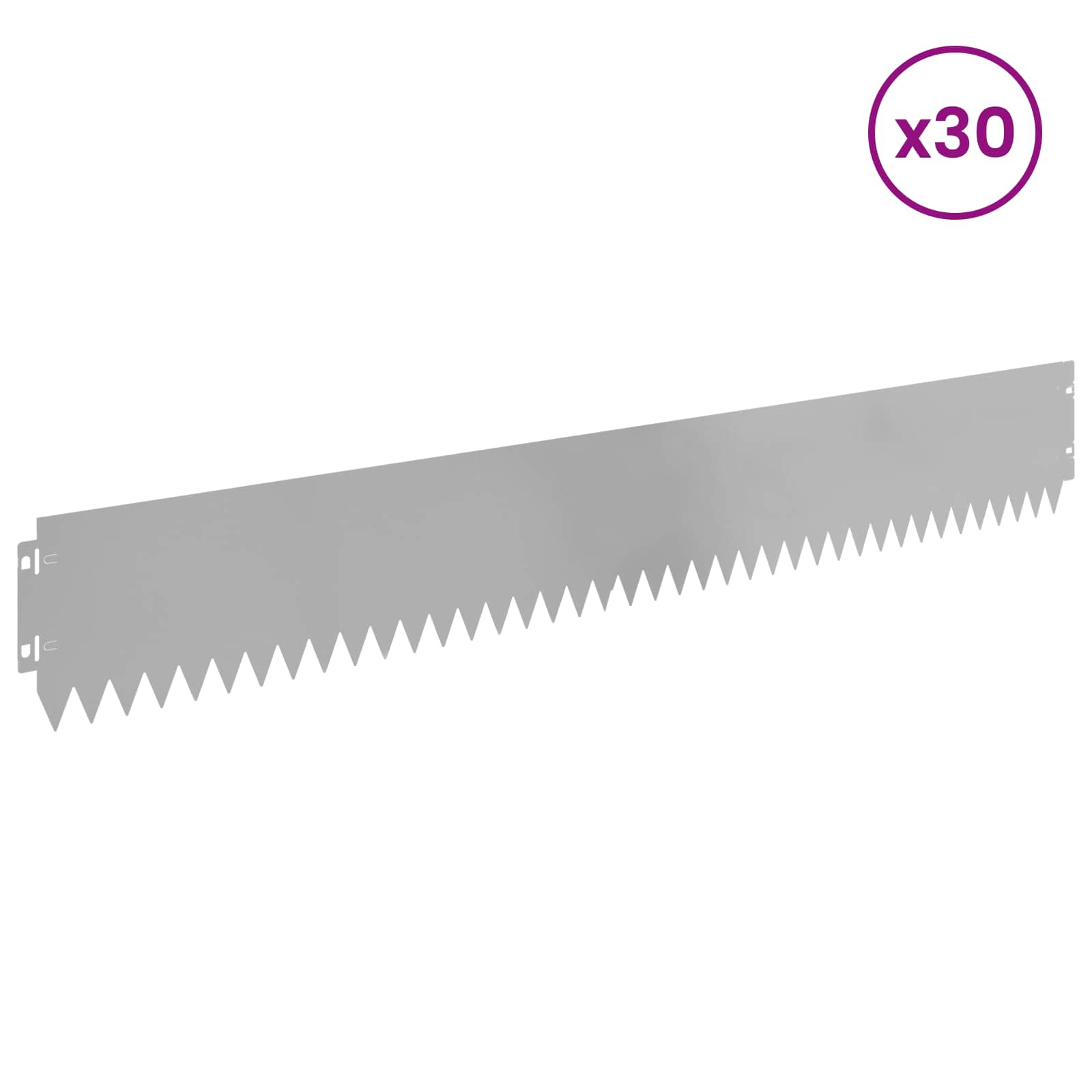 Gazonrand 30 st 103 x 15 cm Staal Zilverkleurig